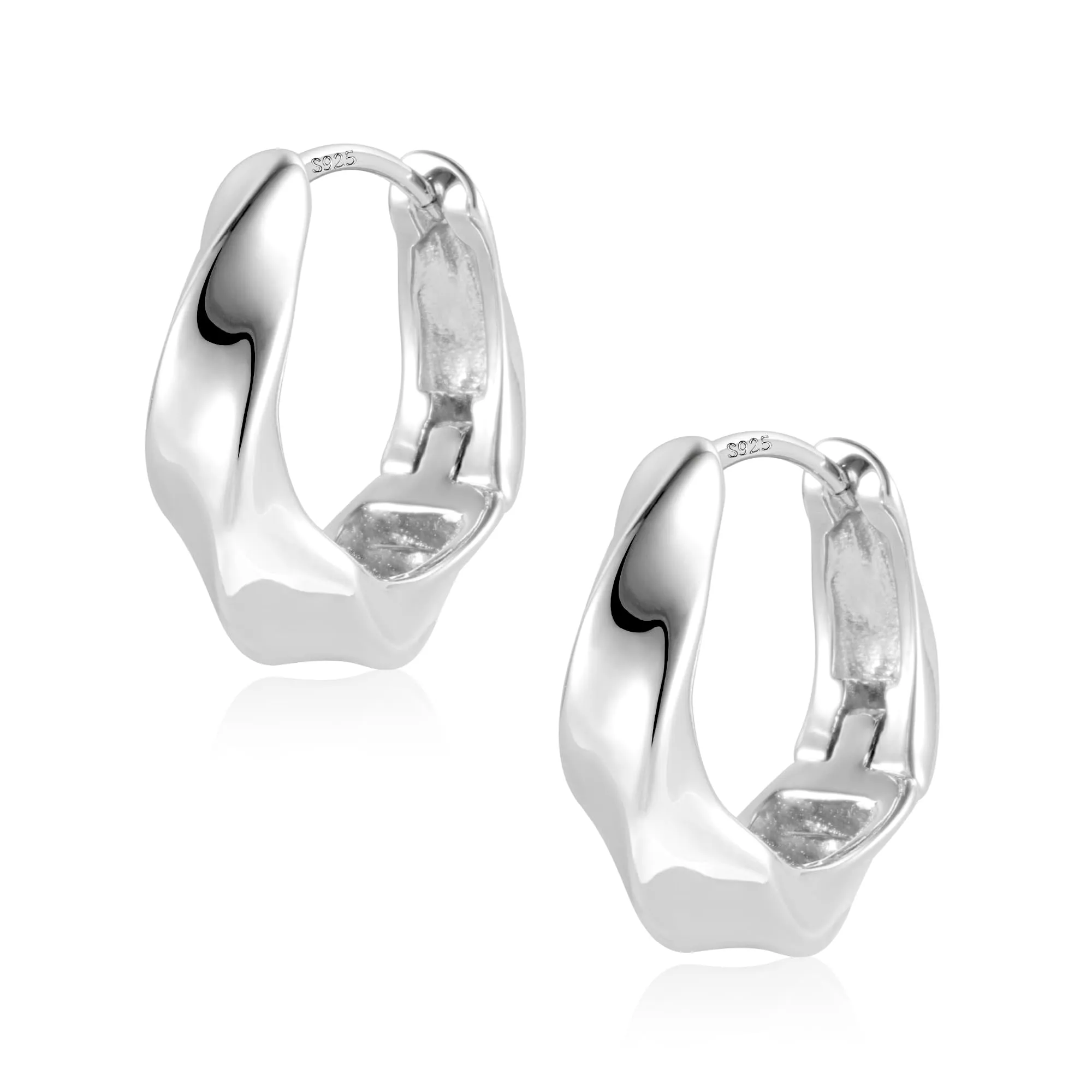 ALEXCRAFT Orecchini a Cerchio Geometrici Chunky in Argento Sterling, 18 mm, E3221 - immagine 2