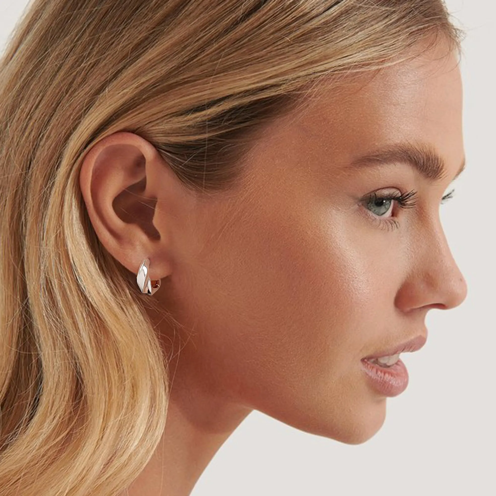 ALEXCRAFT Orecchini a Cerchio Geometrici Chunky in Argento Sterling, 18 mm, E3221 - immagine 4