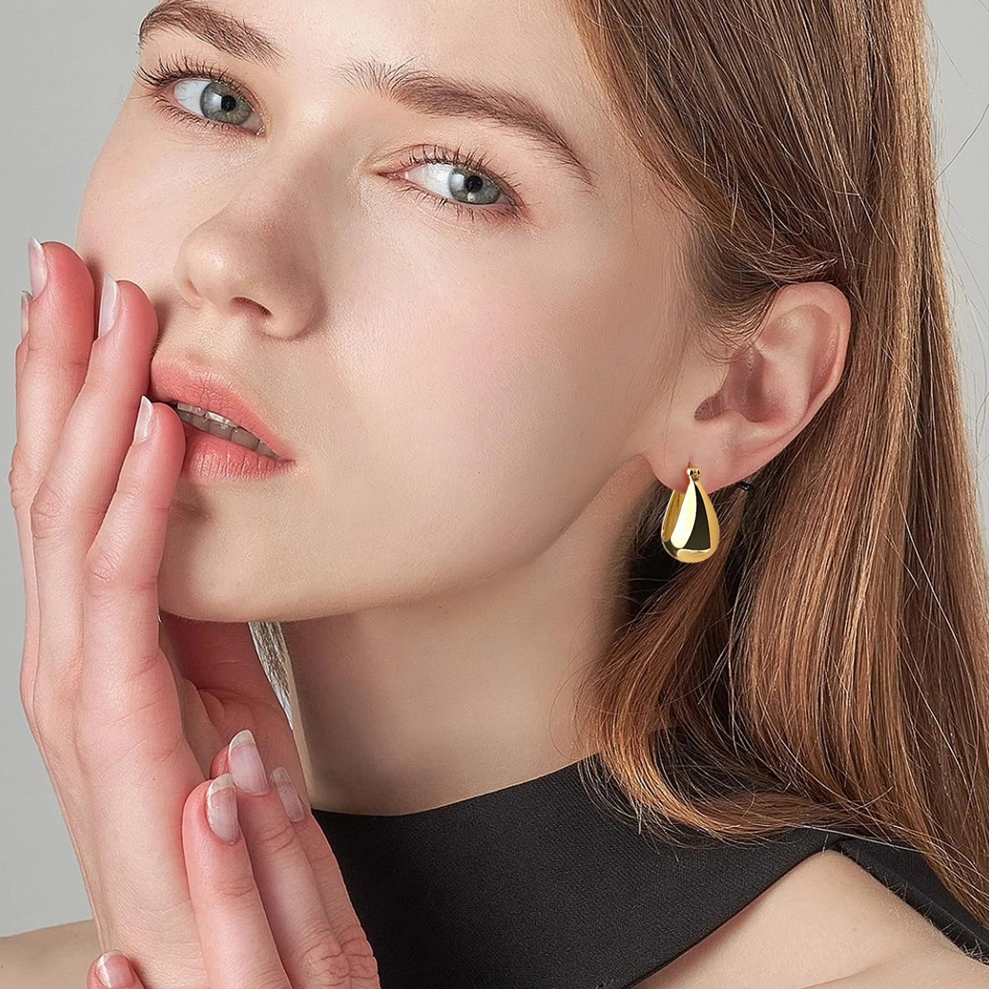 ALEXCRAFT Orecchini a Cerchio Ovali in Oro 14K, 18 mm - immagine 3