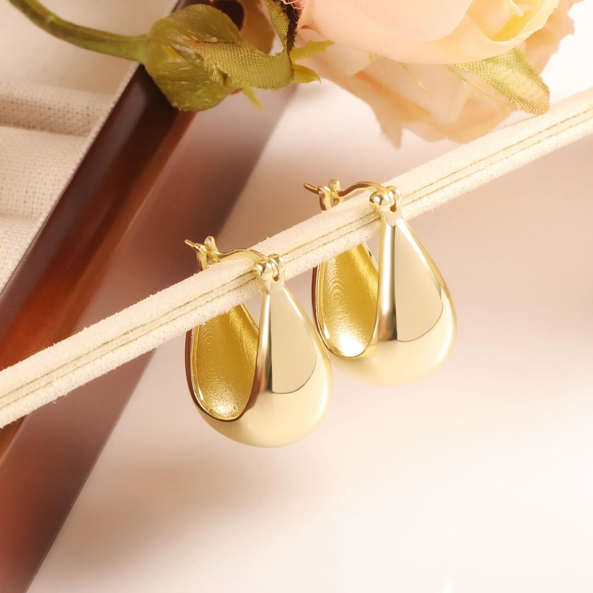 ALEXCRAFT Orecchini a Cerchio Ovali in Oro 14K, 18 mm - immagine 5