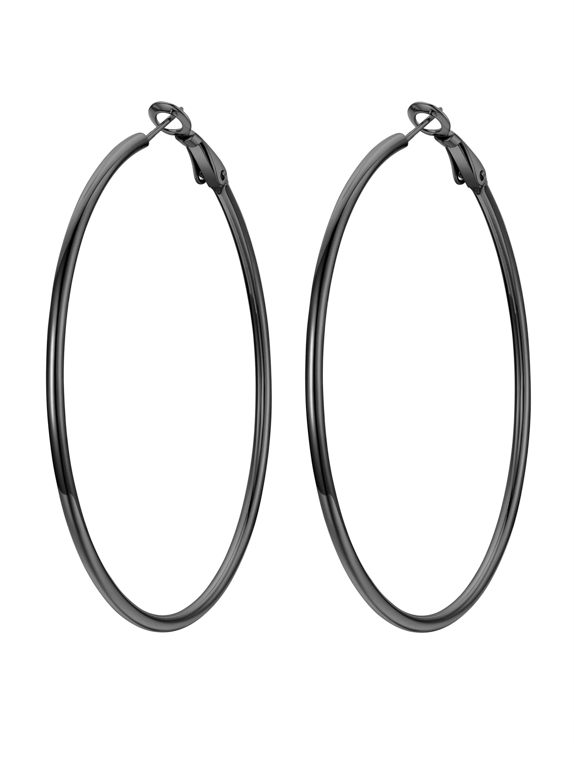 PROSTEEL Orecchini a Cerchio in Acciaio Chirurgico 60mm Nero - immagine 1