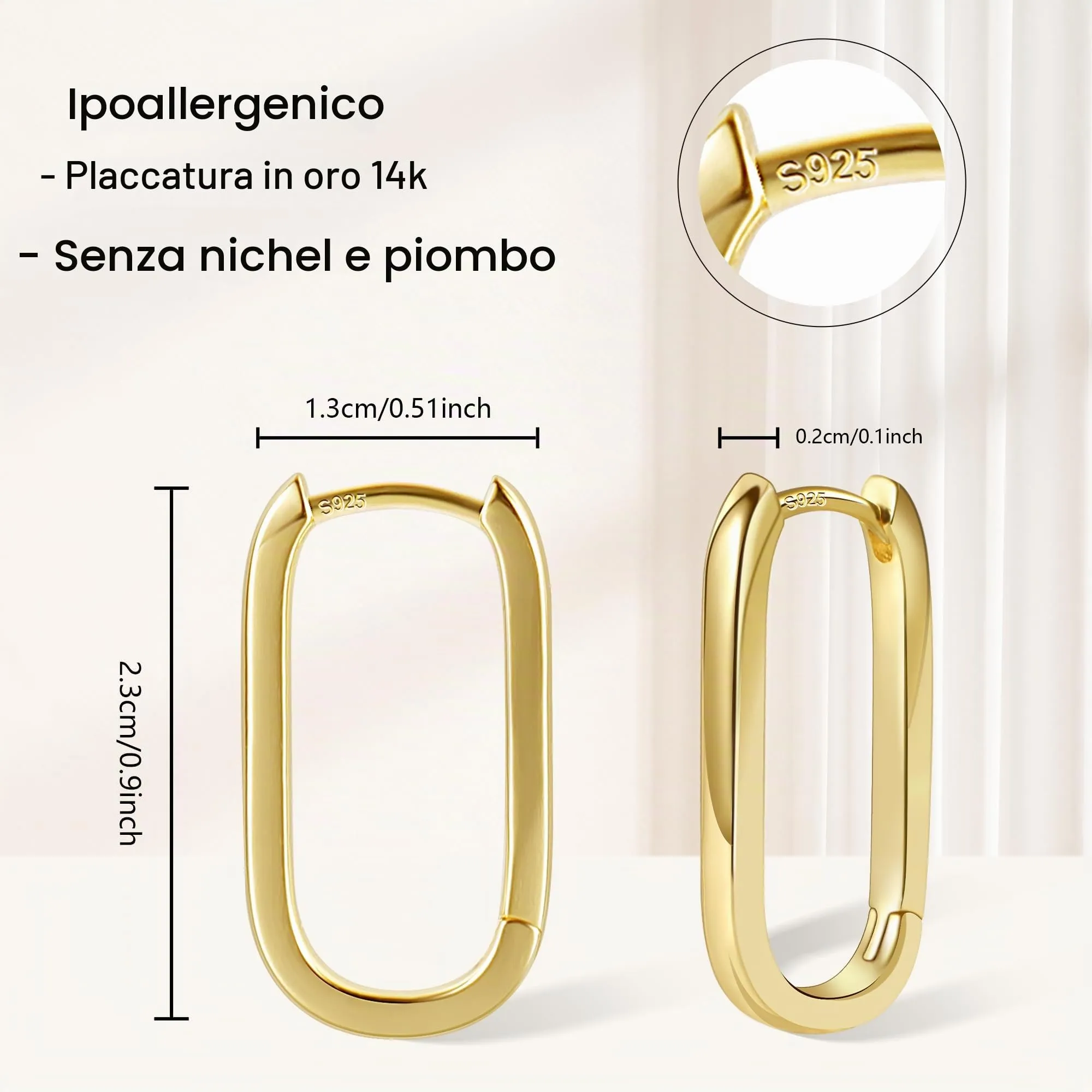 ALEXCRAFT Orecchini a Cerchio in Argento Ipoallergenici 13 mm - immagine 7