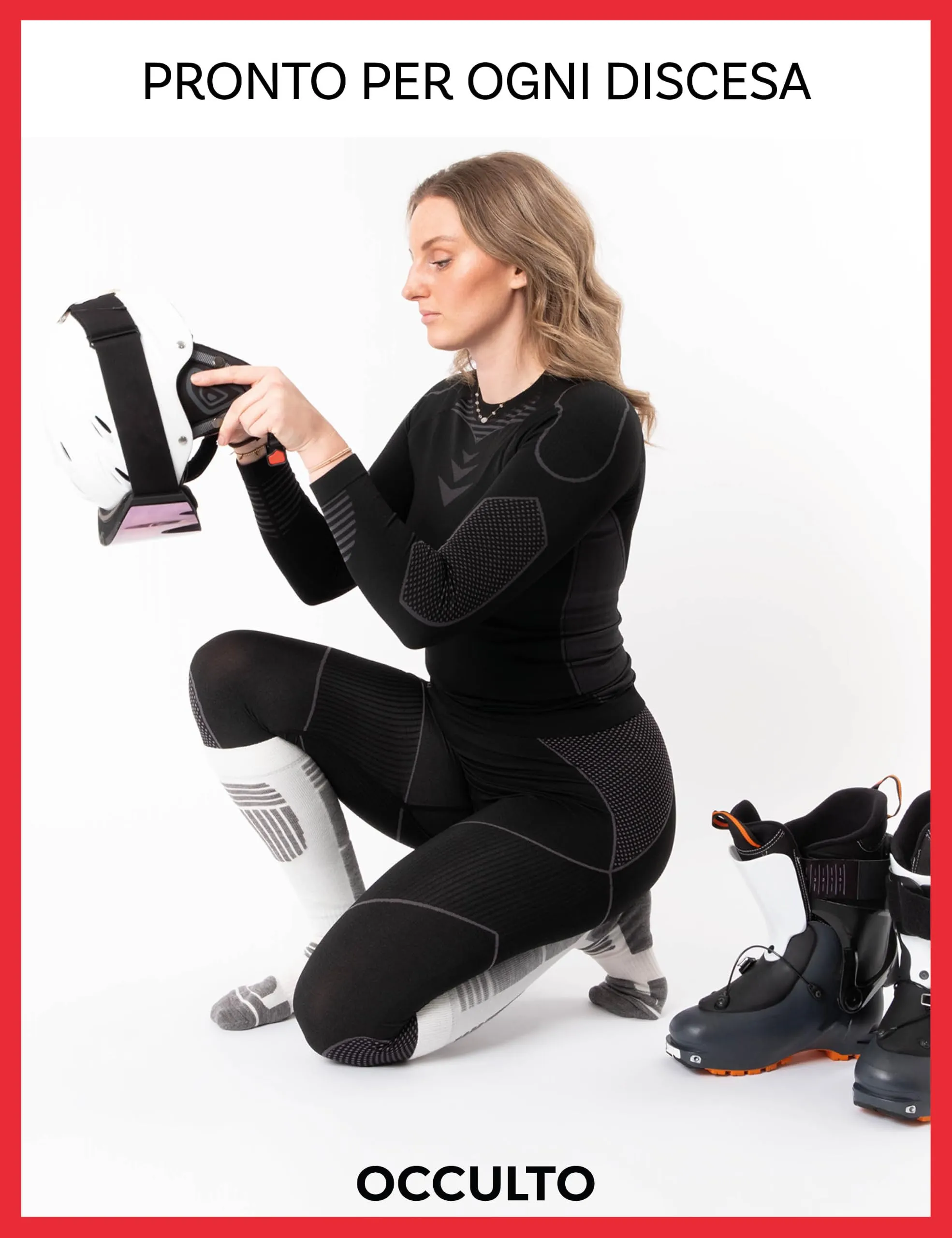 Occulto Calze Sci Termiche Donna, 2 Paia (1 Bianca, 1 Rossa), 39-42 - immagine 5