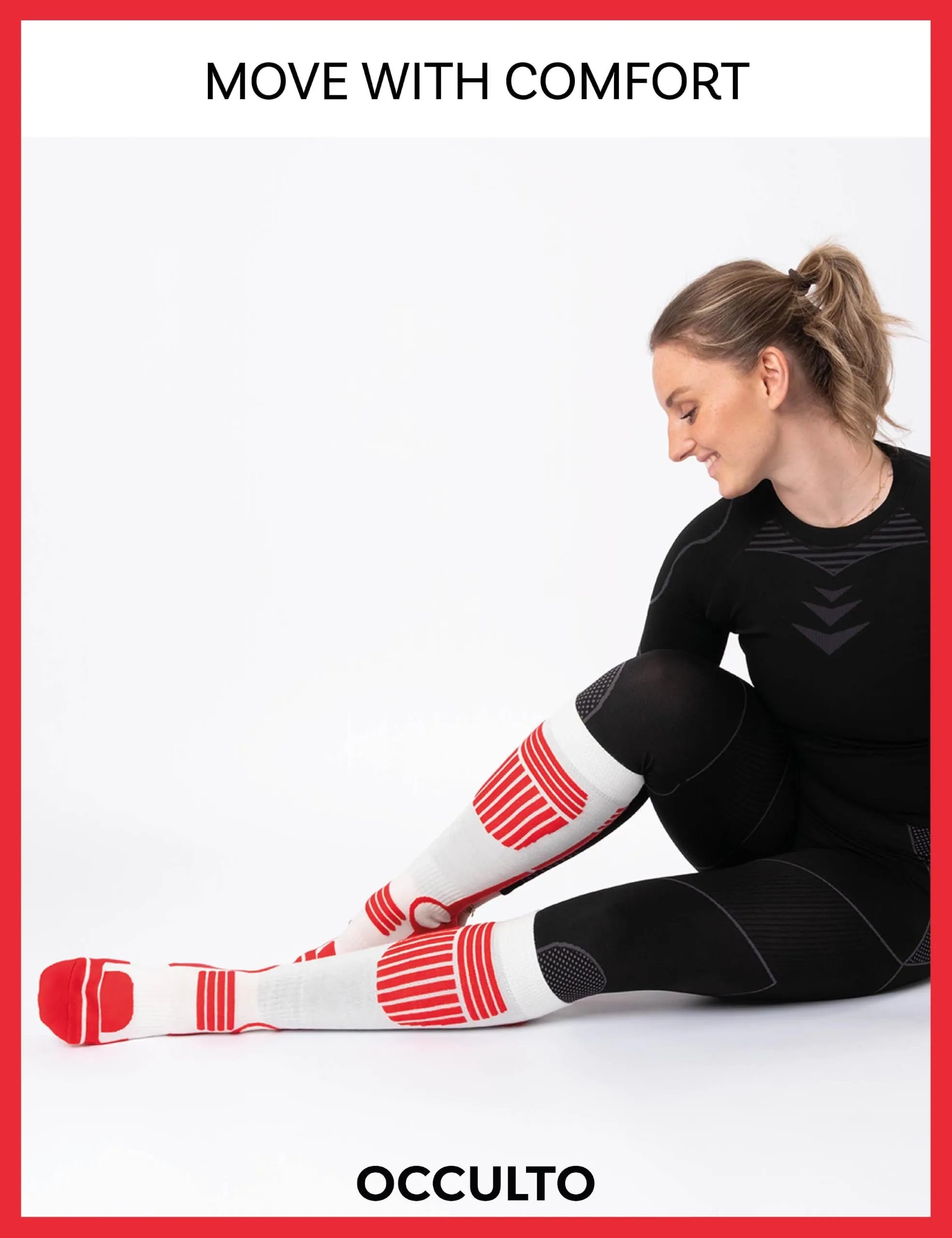 Occulto Calze Sci Termiche Donna, 2 Paia (1 Bianca, 1 Rossa), 39-42 - immagine 6