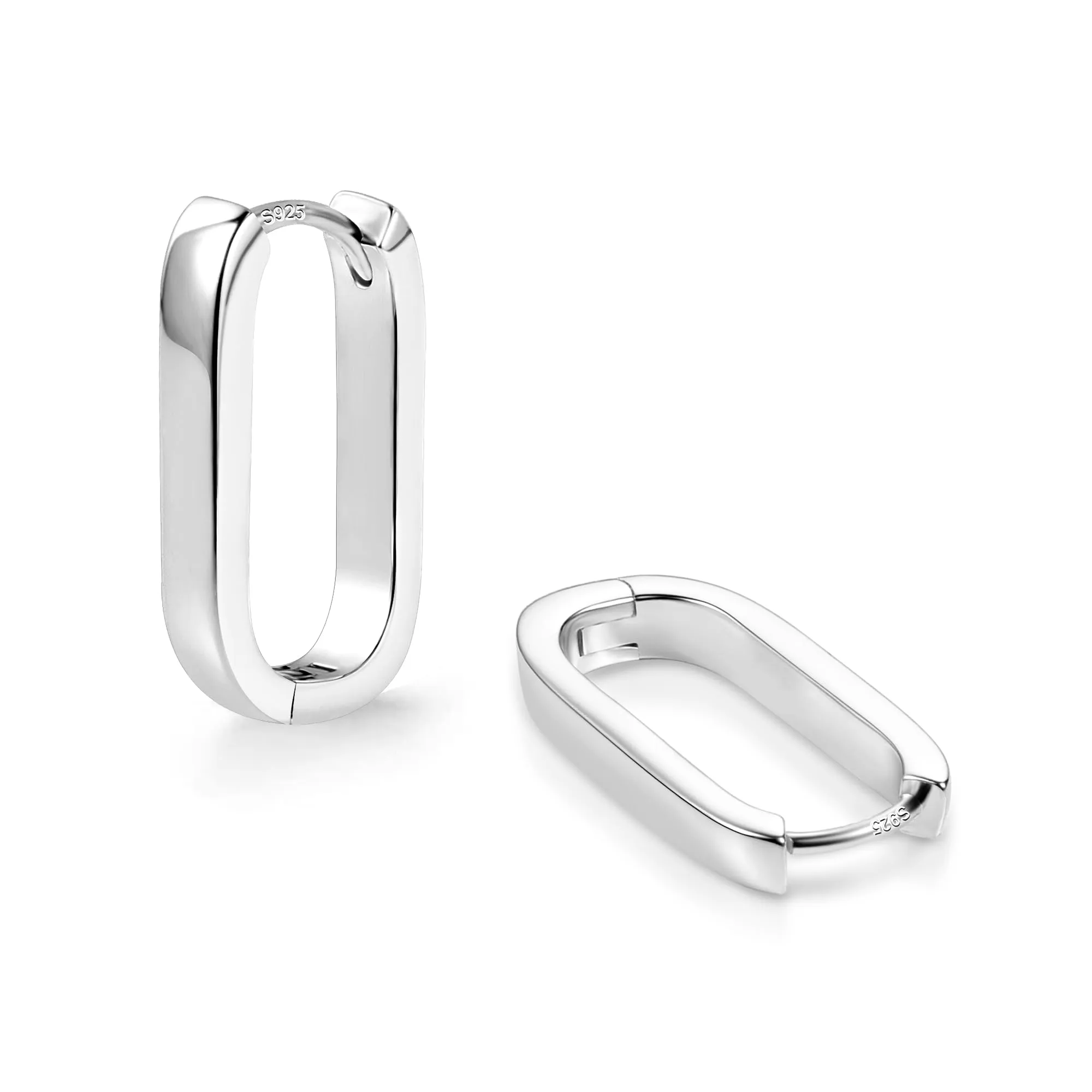 ALEXCRAFT Orecchini a Cerchio Quadrati Geometrici Chunky in Argento, 12 mm - immagine 2