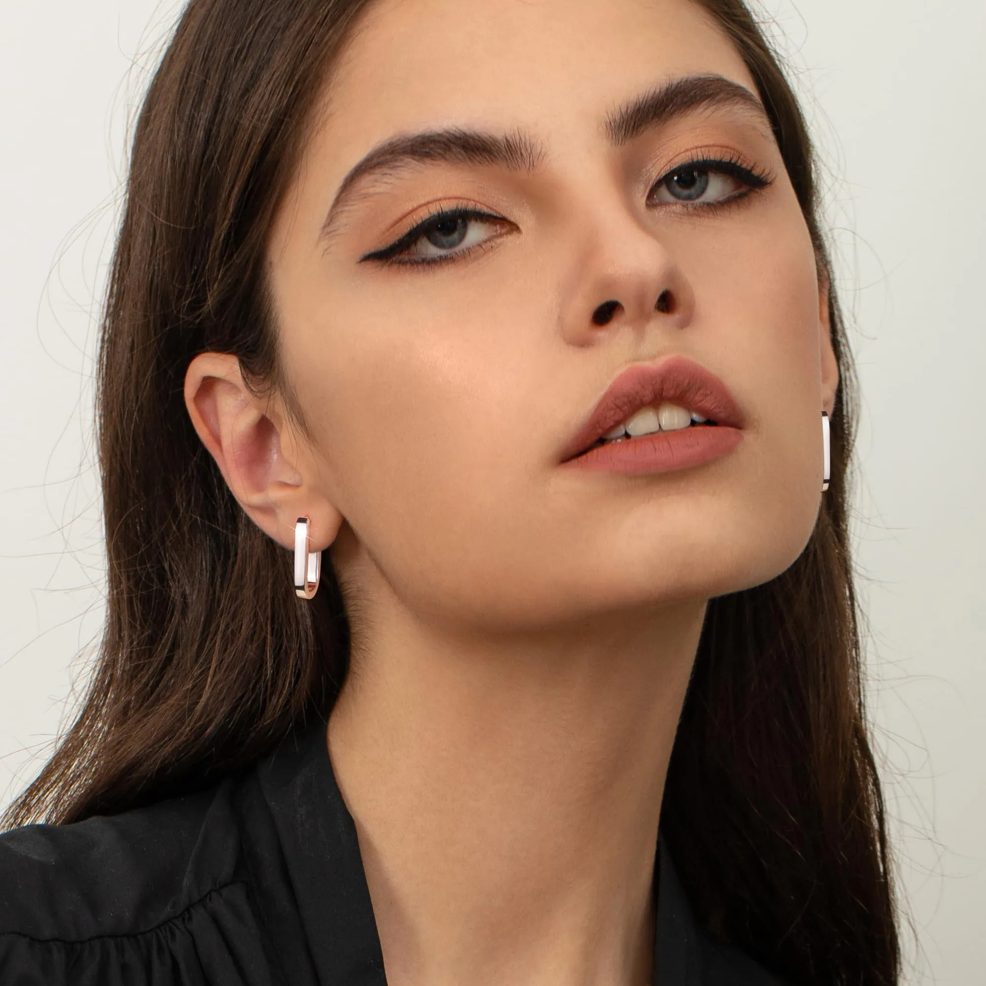 ALEXCRAFT Orecchini a Cerchio Quadrati Geometrici Chunky in Argento, 12 mm - immagine 3