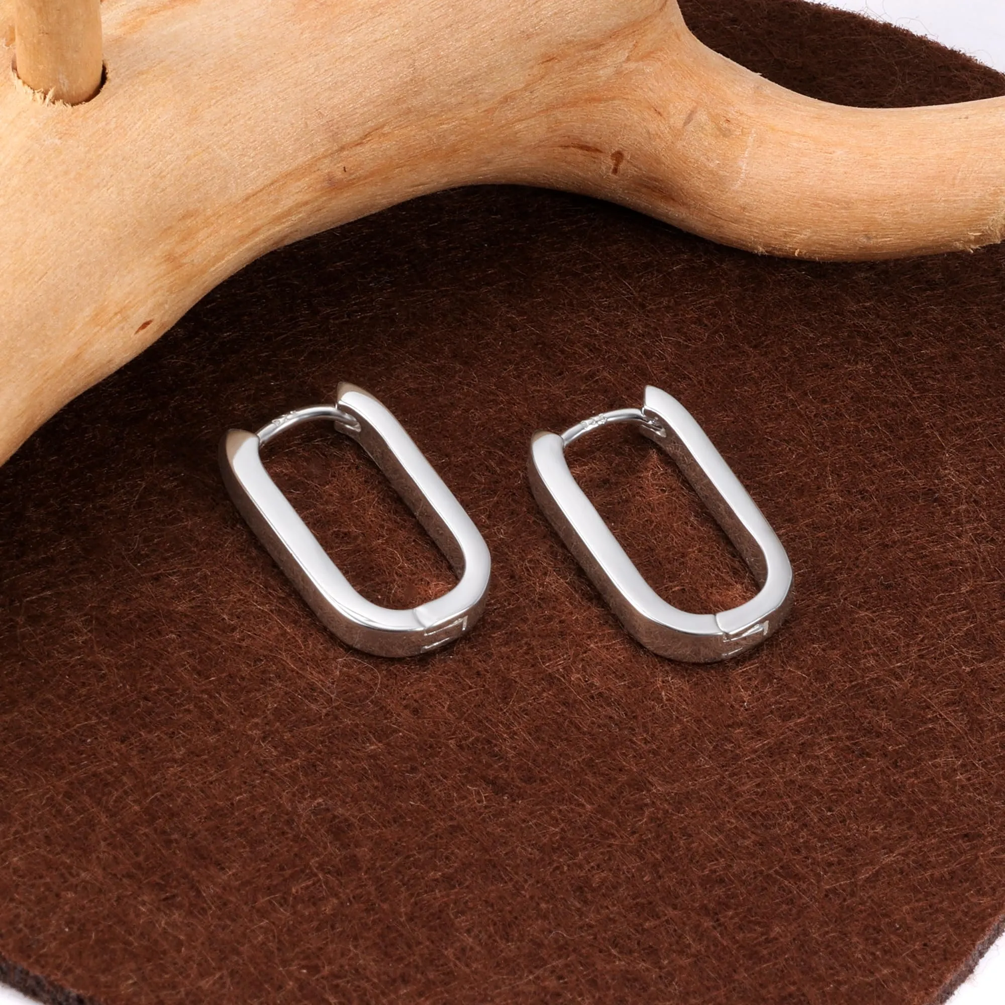 ALEXCRAFT Orecchini a Cerchio Quadrati Geometrici Chunky in Argento, 12 mm - immagine 5