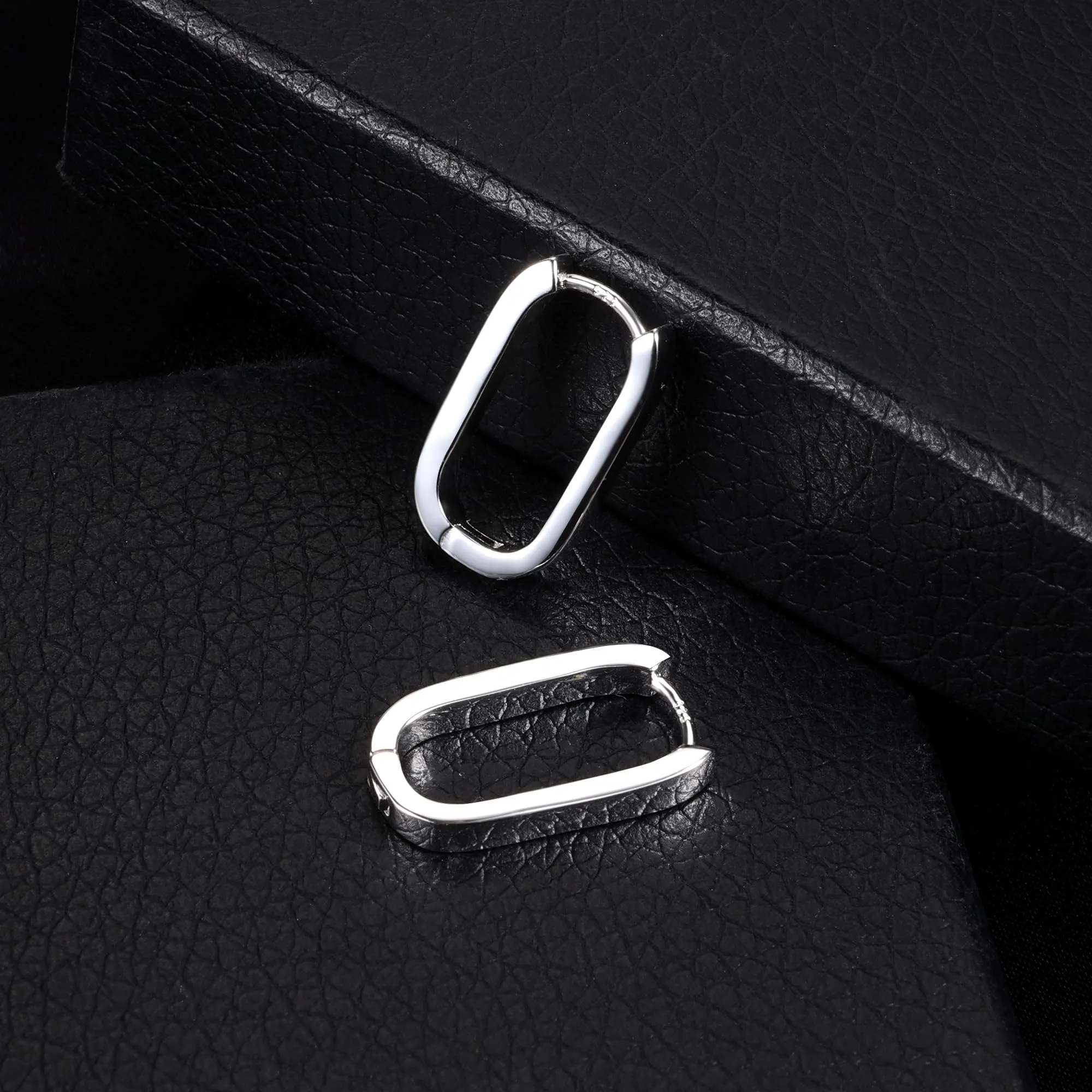 ALEXCRAFT Orecchini a Cerchio Quadrati Geometrici Chunky in Argento, 12 mm - immagine 6