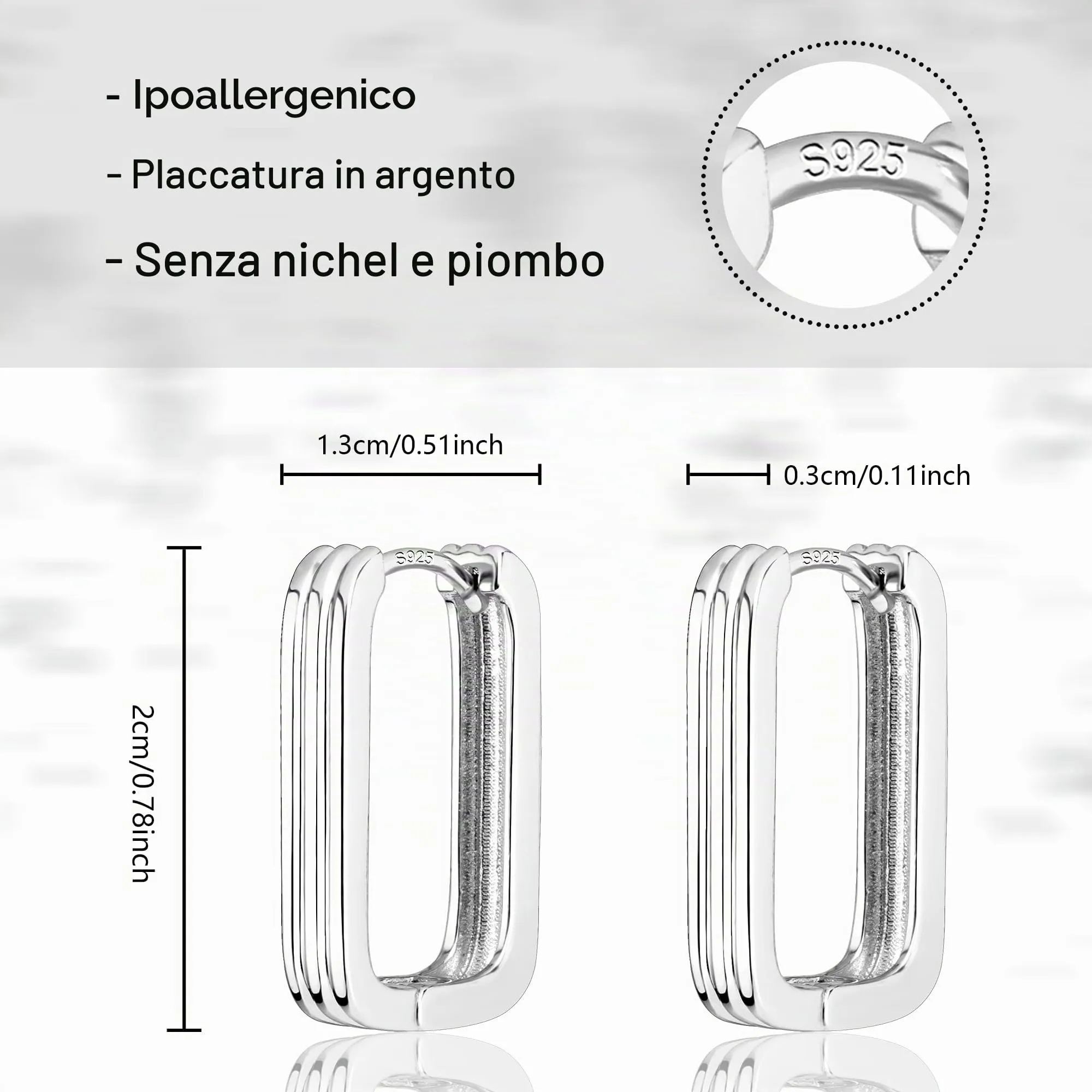 ALEXCRAFT Orecchini a Cerchio in Argento Ipoallergenici 13 mm - immagine 7