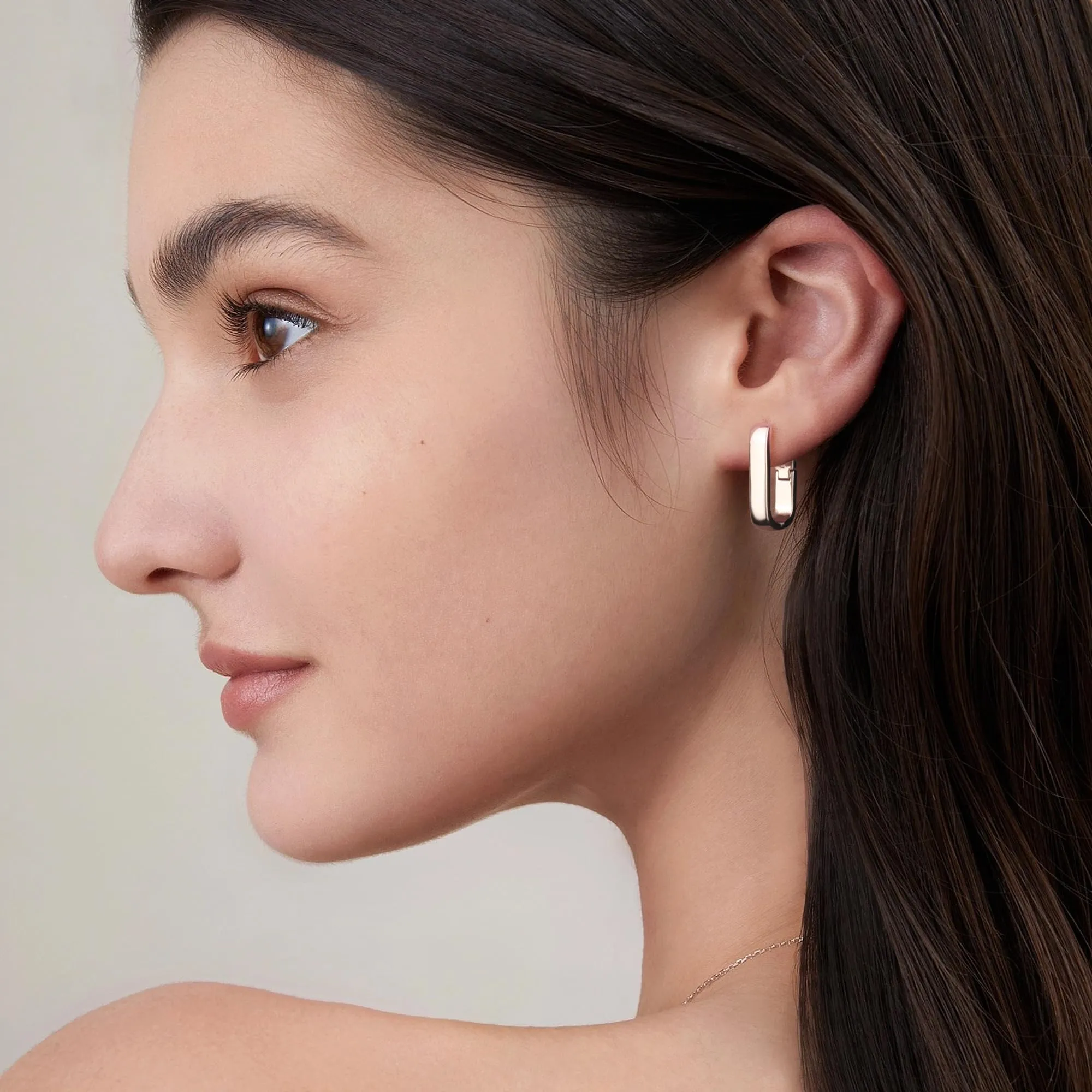 ALEXCRAFT Orecchini a Cerchio Rettangolari in Argento Ipoallergenici, 13 mm - immagine 3