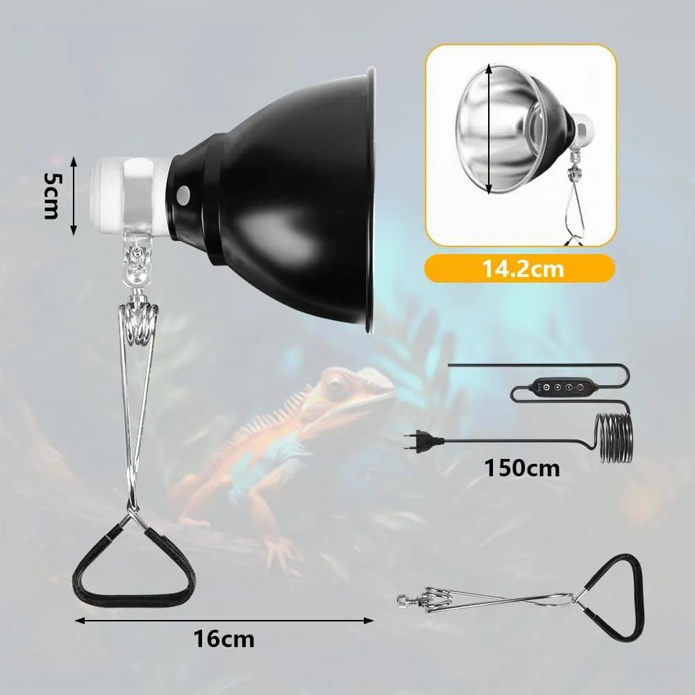 HOTUT Lampada Riscaldante UVA UVB per Tartarughe e Rettili con Timer e Temperatura Regolabile - immagine 2