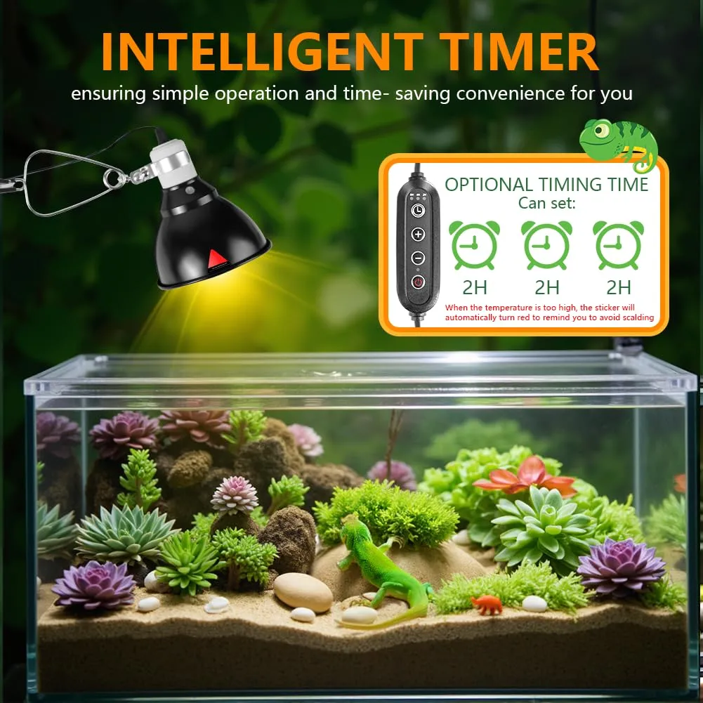 HOTUT Lampada Riscaldante UVA UVB per Tartarughe e Rettili con Timer e Temperatura Regolabile - immagine 4