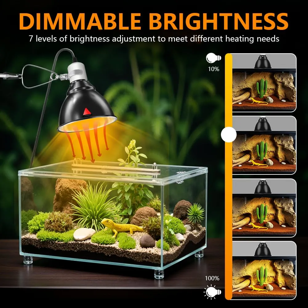 HOTUT Lampada Riscaldante UVA UVB per Tartarughe e Rettili con Timer e Temperatura Regolabile - immagine 5