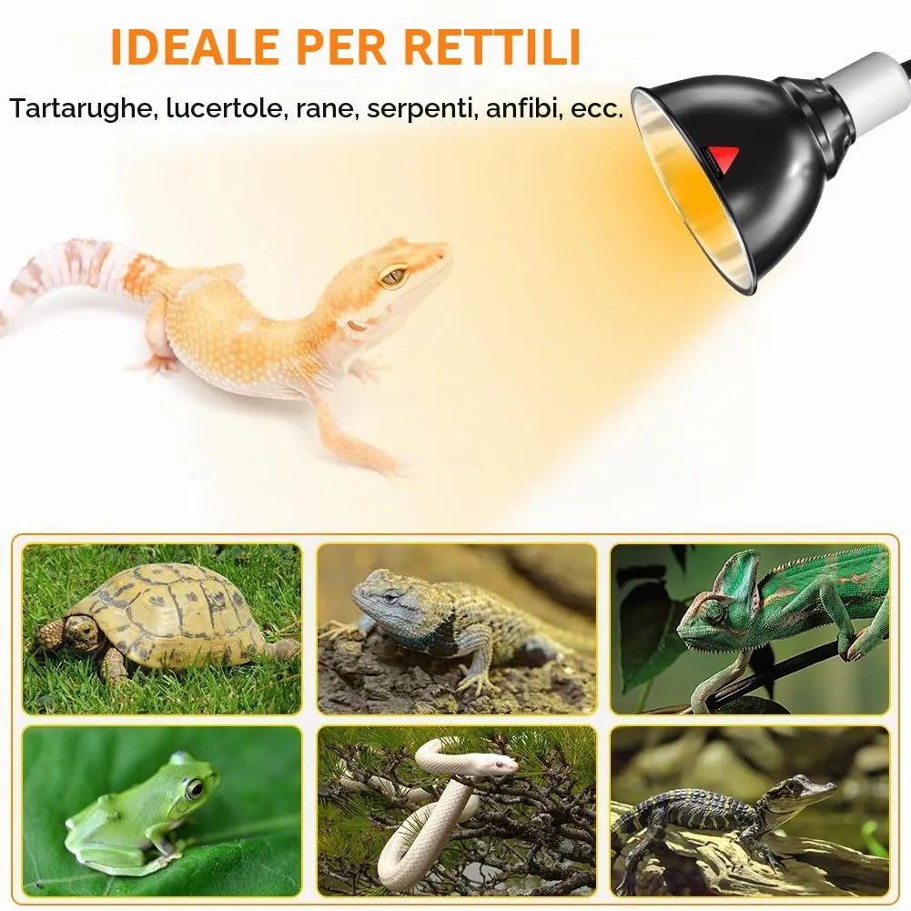 HOTUT Lampada Riscaldante UVA UVB per Tartarughe e Rettili con Timer e Temperatura Regolabile - immagine 9
