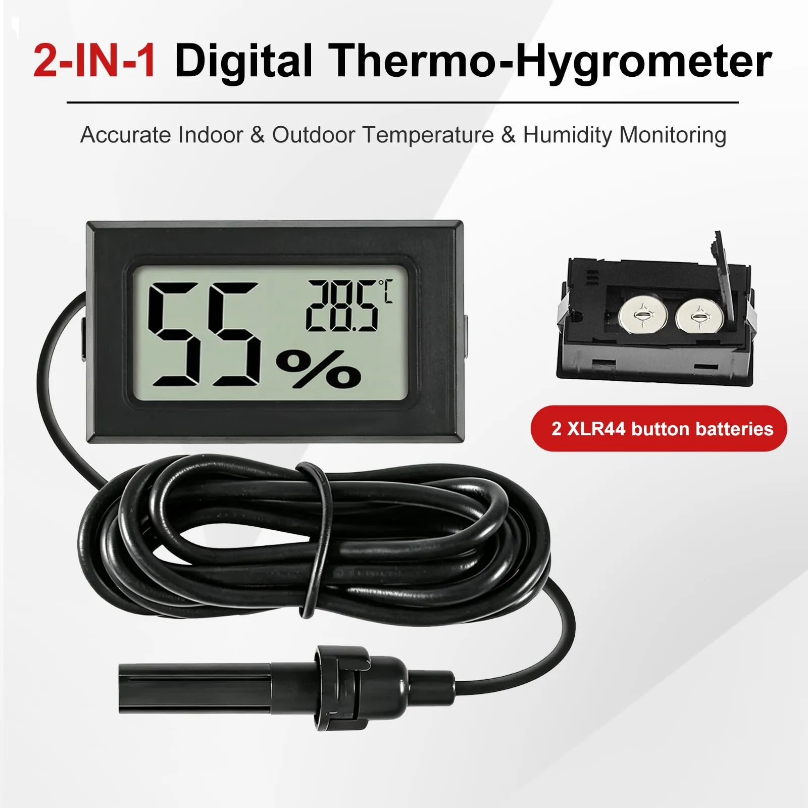 VBGURR Termometri Igrometri Digitali con Display LCD e Sonda (Set da 2) - immagine 2