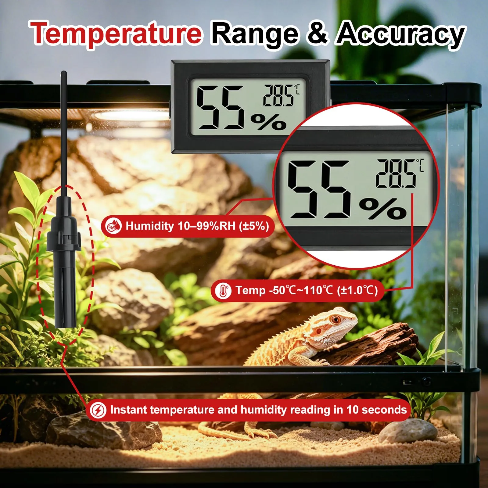 VBGURR Termometri Igrometri Digitali con Display LCD e Sonda (Set da 2) - immagine 4