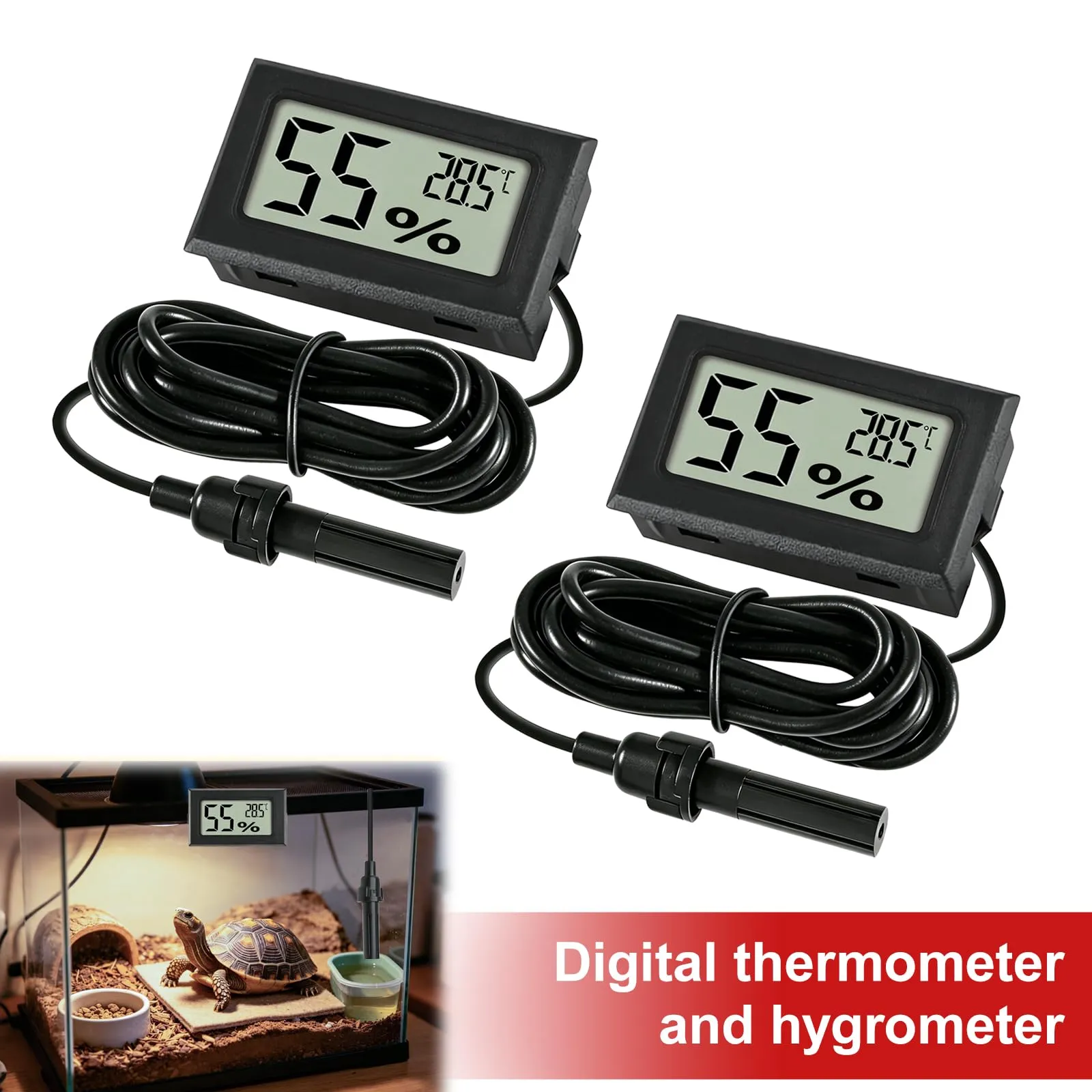 VBGURR Termometri Igrometri Digitali con Display LCD e Sonda (Set da 2) - immagine 7