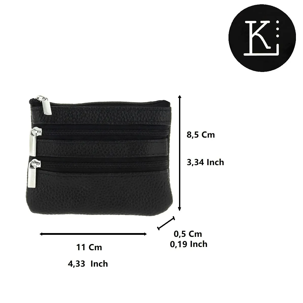 Karl Loven Portamonete Donna Nero in Pelle Vera Slim con Doppio Scomparto e Portachiavi - immagine 4