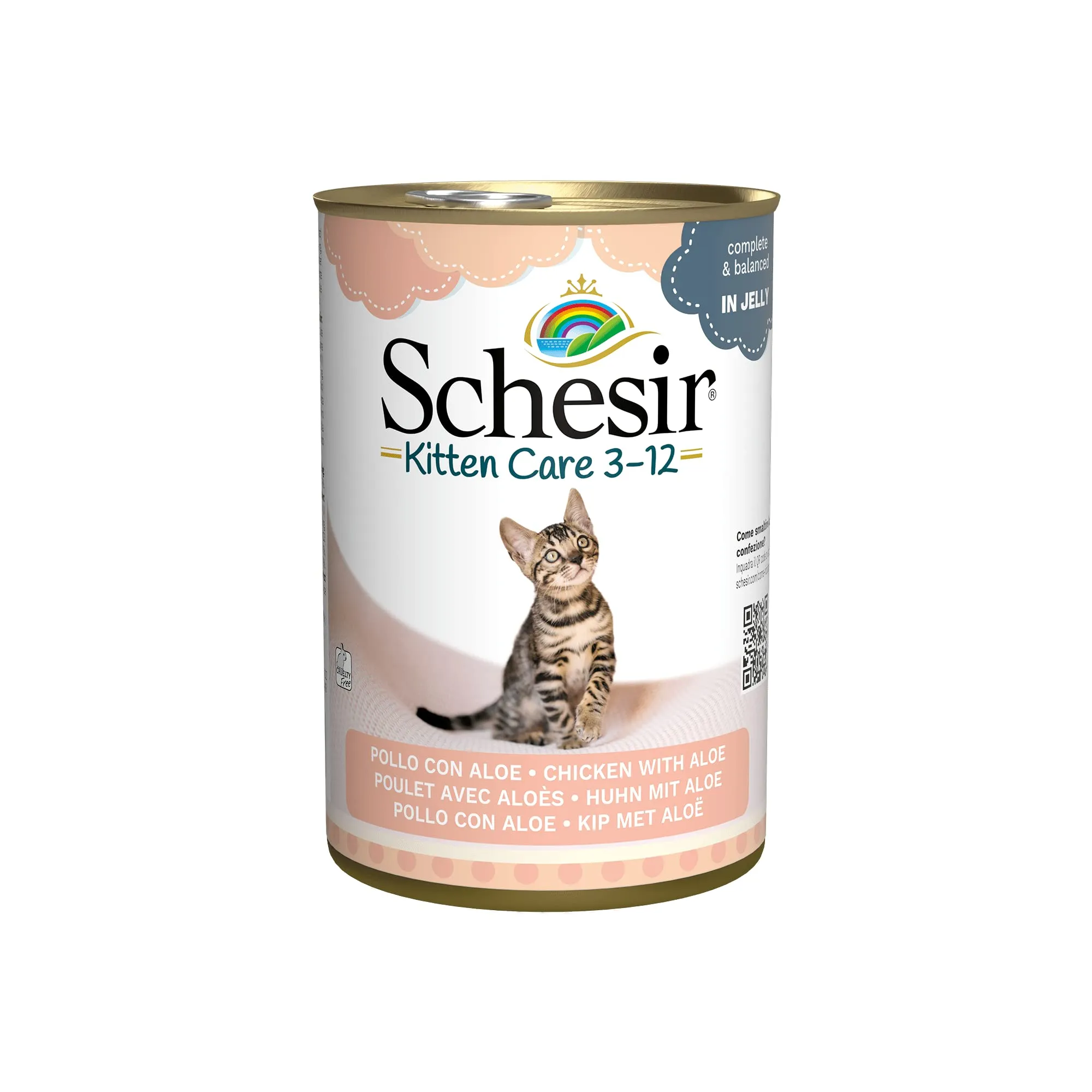 Schesir Cibo Umido per Gattini Kitten al Gusto Tonnetto con Aloe in Gelatina, 24 x 140g - immagine 1