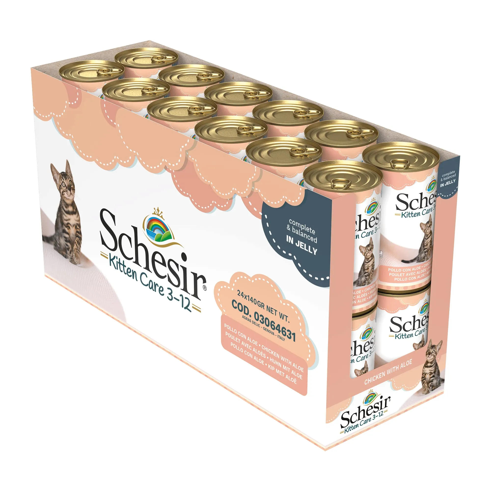 Schesir Cibo Umido per Gattini Kitten al Gusto Tonnetto con Aloe in Gelatina, 24 x 140g - immagine 2