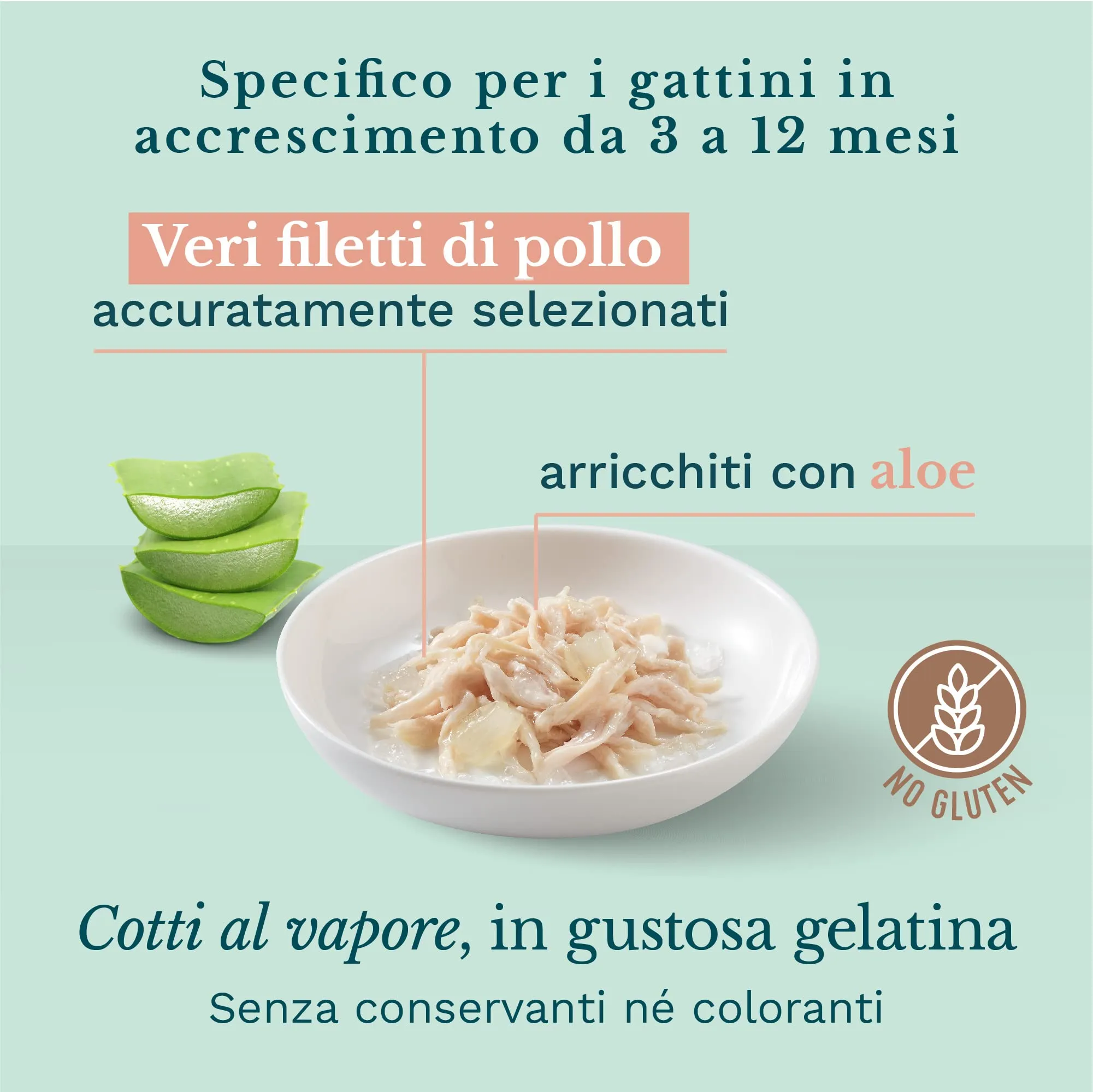 Schesir Cibo Umido per Gattini Kitten al Gusto Tonnetto con Aloe in Gelatina, 24 x 140g - immagine 3