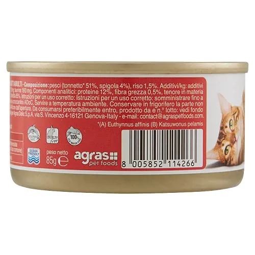 ADoC Cat Cibo Umido per Gatti Mix Tonnetto con Gamberetti, Spigola, Alicette e Prosciutto - 24 Lattine da 85g - immagine 4
