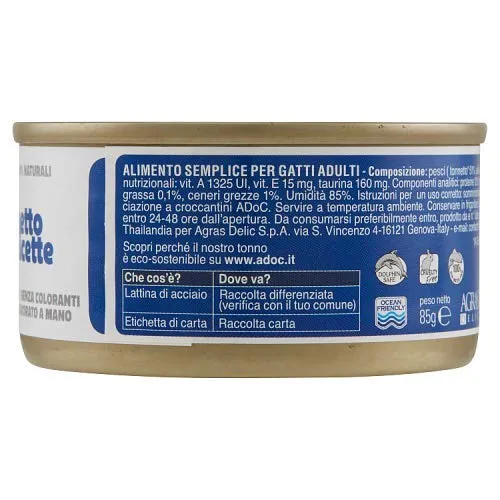ADoC Cat Cibo Umido per Gatti Mix Tonnetto con Gamberetti, Spigola, Alicette e Prosciutto - 24 Lattine da 85g - immagine 6