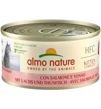 Almo Nature HFC Kitten Alimento Umido per Gattini Salmone e Tonno 1.68 kg (24 x 70 g) - immagine 1