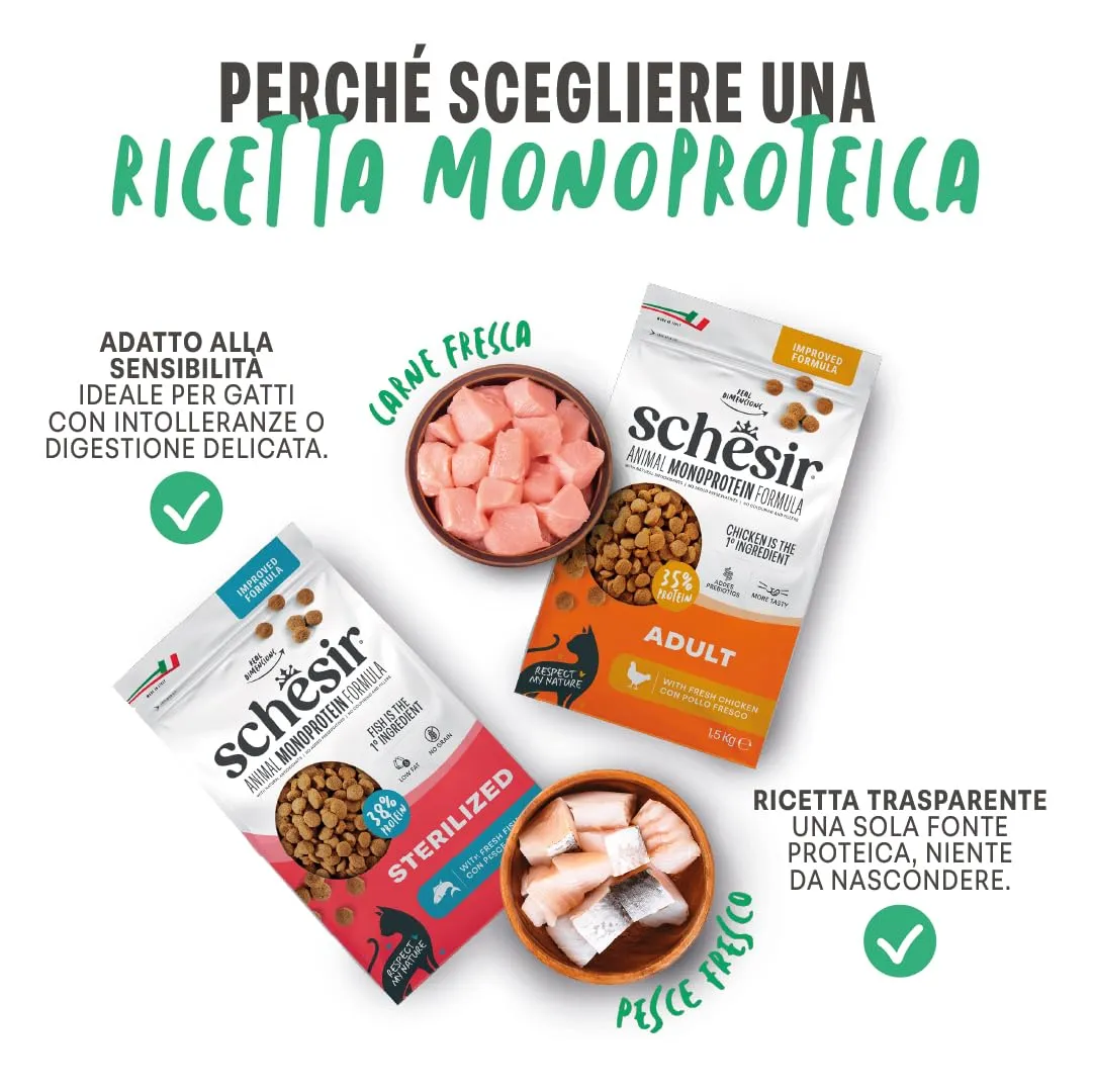 Schesir Animal Monoprotein Adult Pollo, Croccantini per Gatti, 10 kg - immagine 6