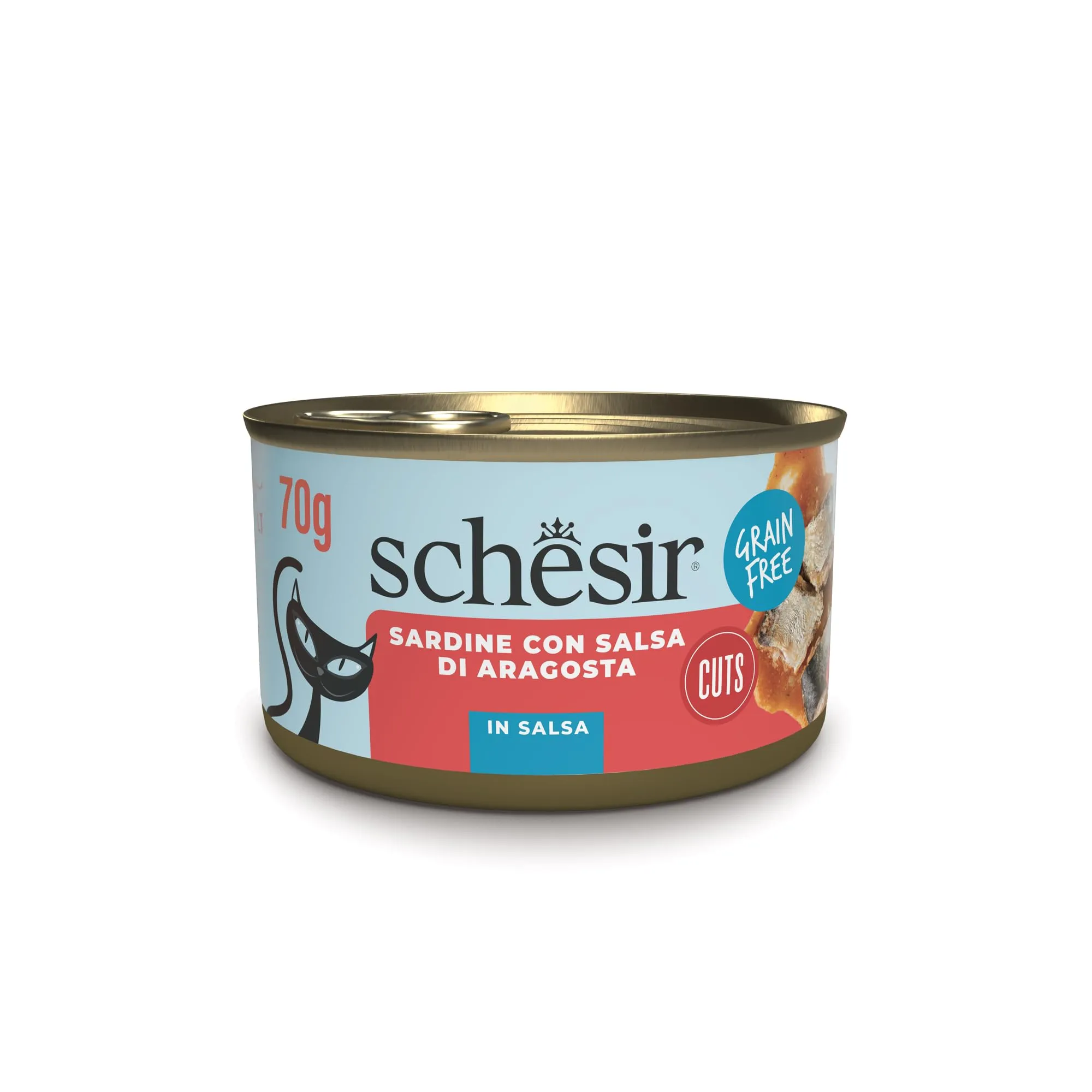 Schesir Trancetti di Sardine con Salsa di Aragosta Alimento Umido Complementare per Gatti, 12 lattine da 70g - immagine 1