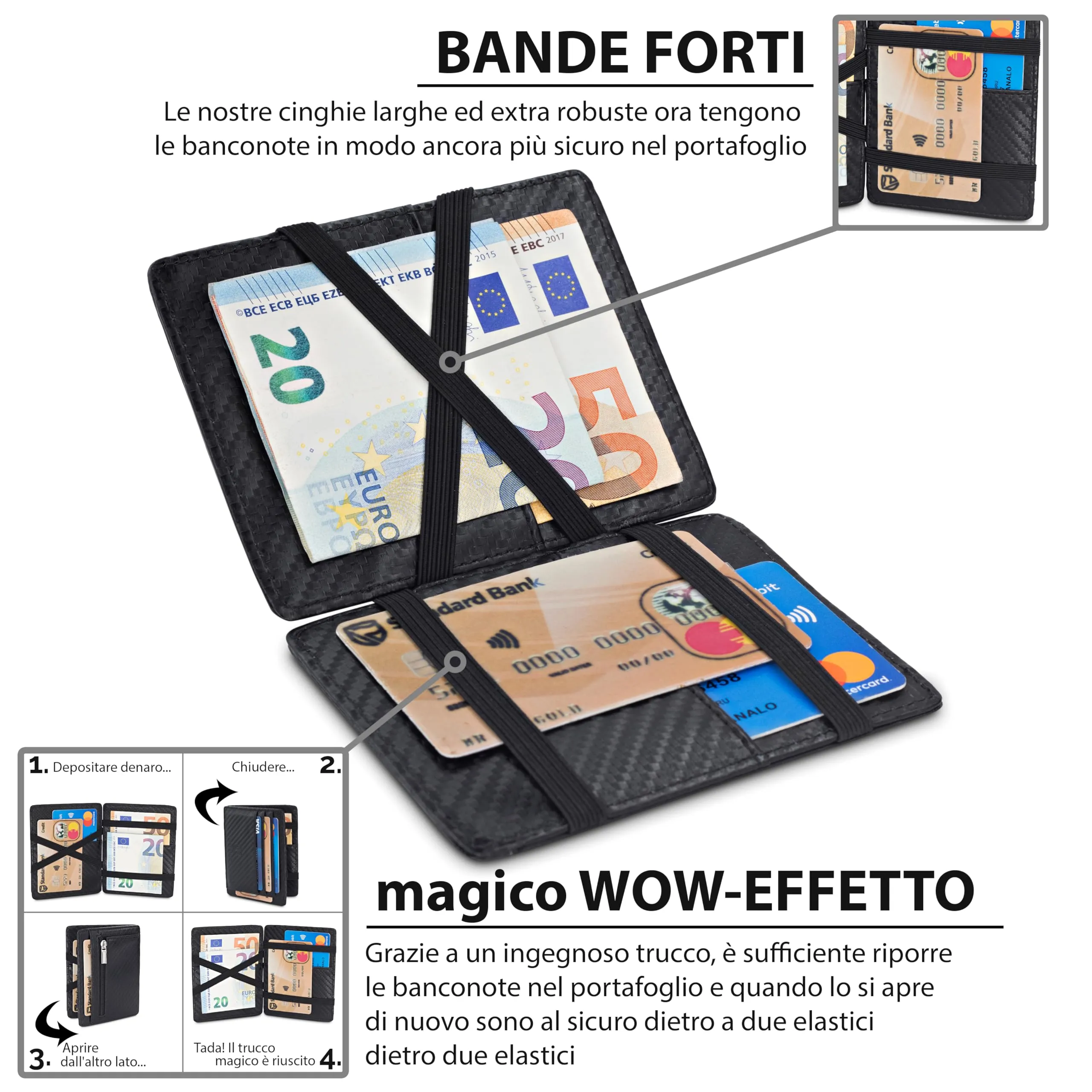 TRAVANDO Magic Wallet Portafoglio da Uomo Slim con Protezione RFID e Portamonete - immagine 3