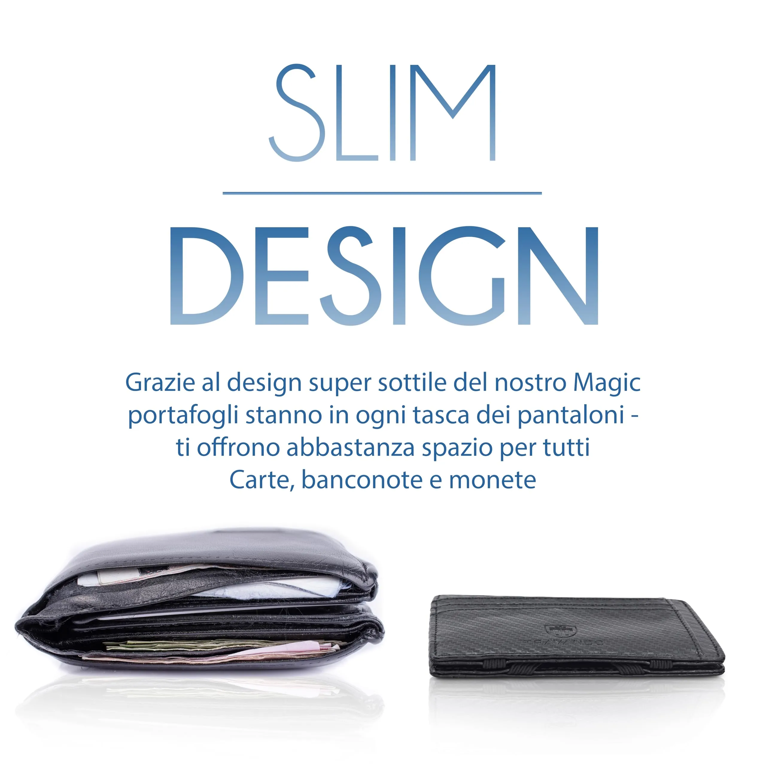 TRAVANDO Magic Wallet Portafoglio da Uomo Slim con Protezione RFID e Portamonete - immagine 6