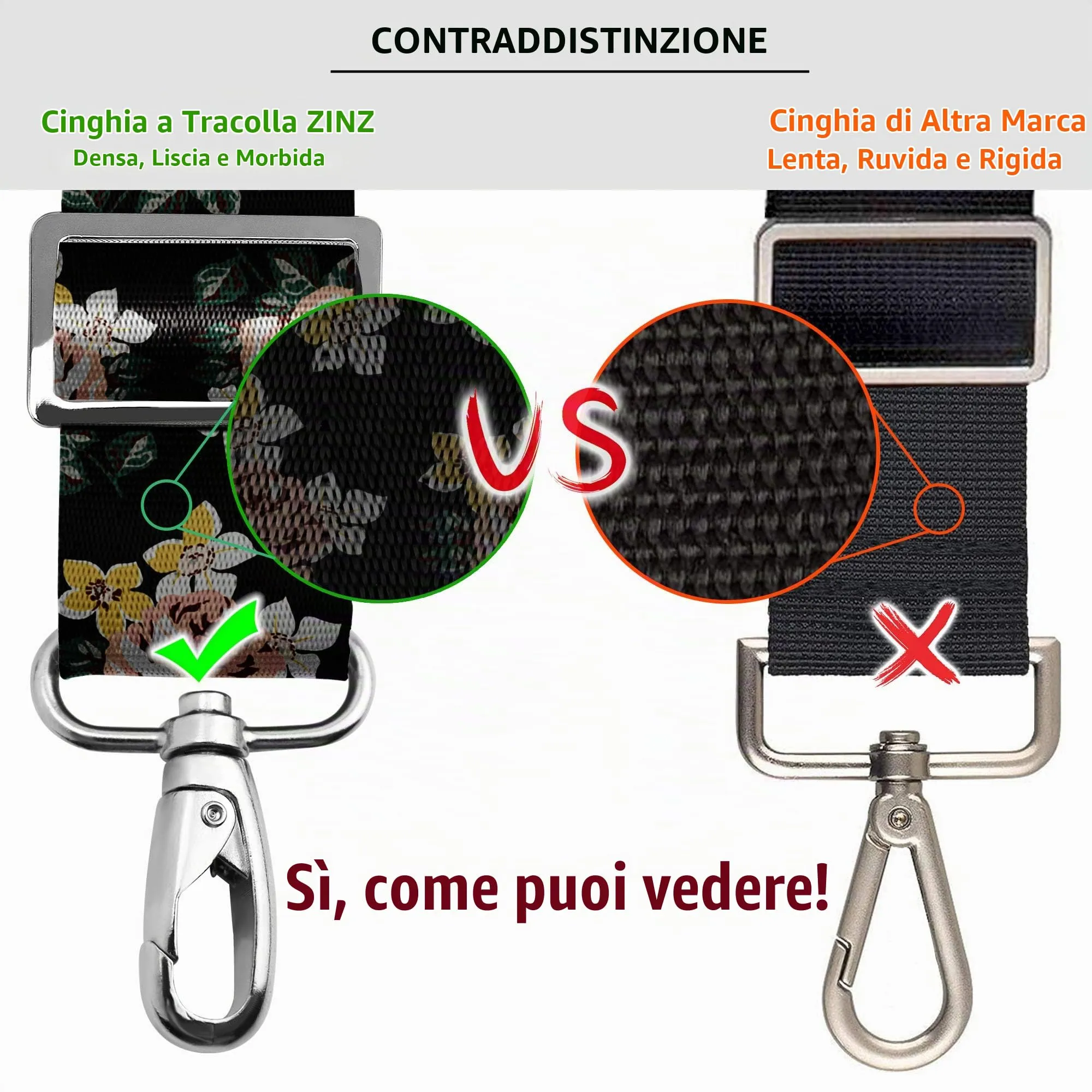 ZINZ Cinturino Regolabile con Imbottitura Fissa, 57", Rosa Oscura - immagine 3