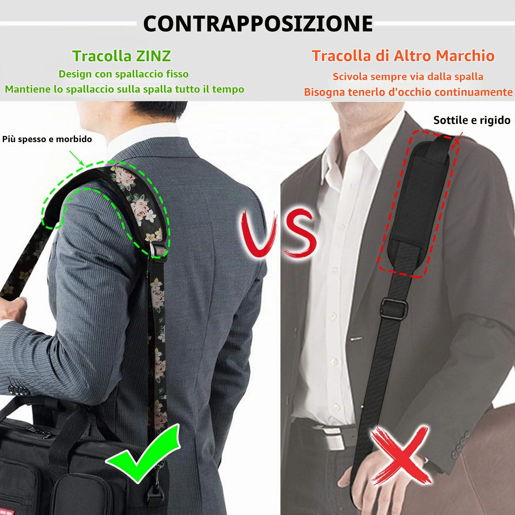 ZINZ Cinturino Regolabile con Imbottitura Fissa, 57", Rosa Oscura - immagine 4