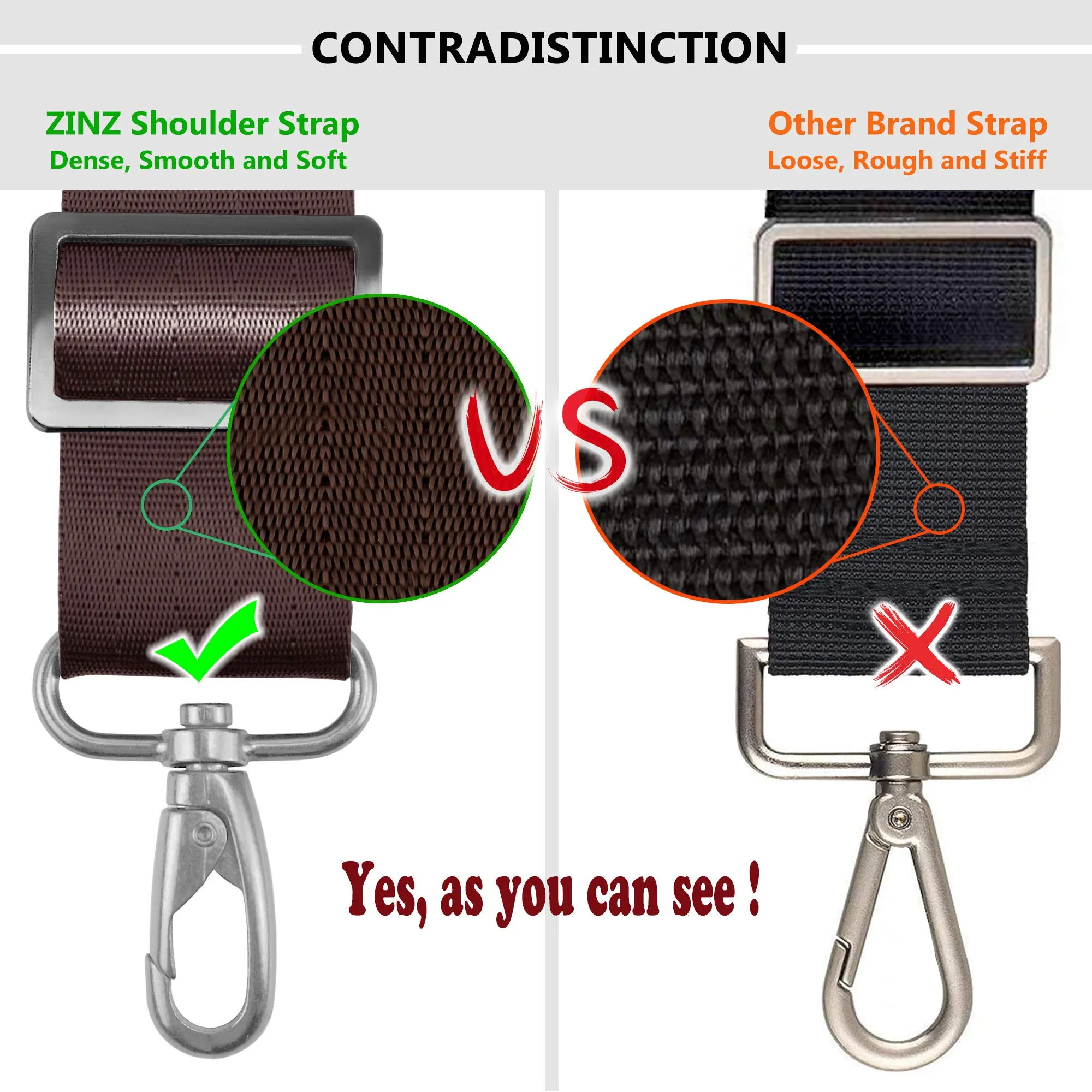 ZINZ Cinturino Regolabile con Imbottitura Fissa, Marrone, 57" - immagine 3