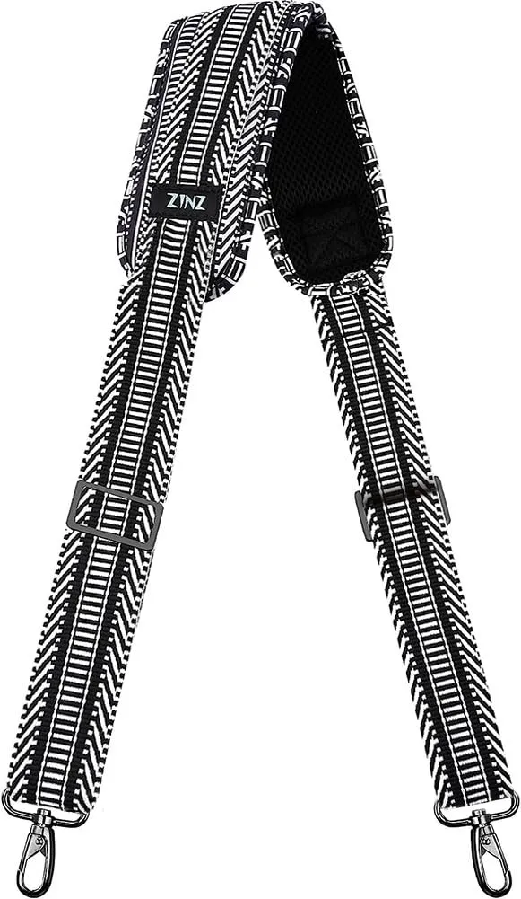 ZINZ Cinturino Regolabile con Imbottitura Fissa, Nero Bianco S, 57" - immagine 1
