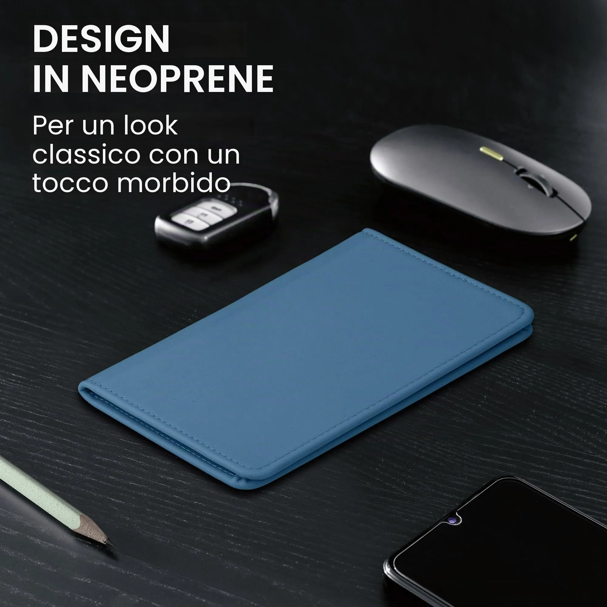 kwmobile Custodia in Neoprene per Libretto di Circolazione e Patente, Blu - immagine 3
