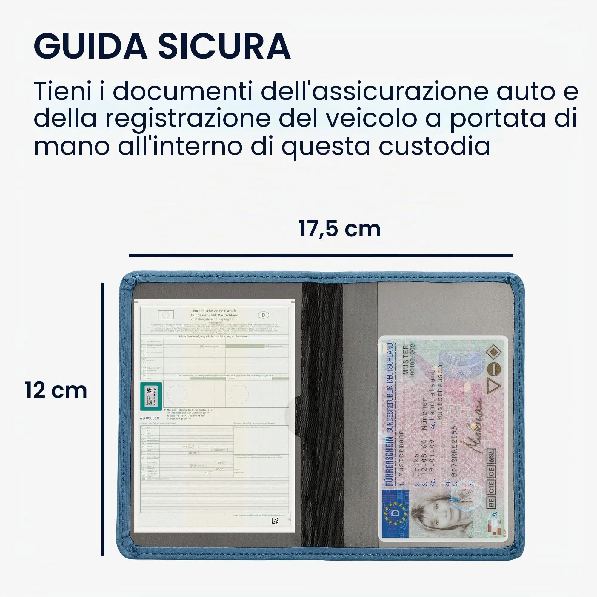 kwmobile Custodia in Neoprene per Libretto di Circolazione e Patente, Blu - immagine 4