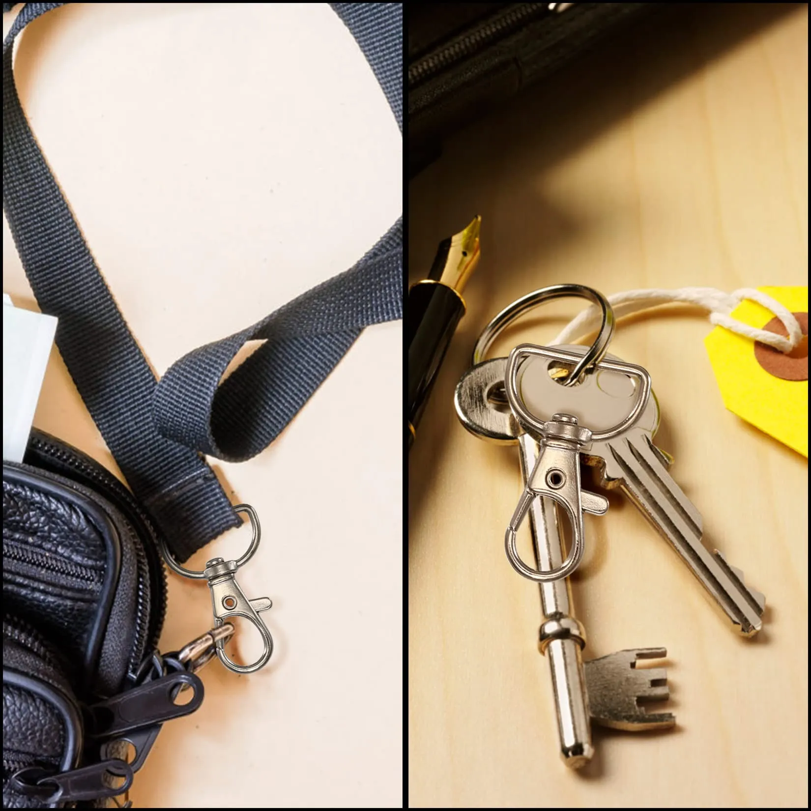 MMDBD Schlüsselanhänger Set, 50 Stück D-Ringe mit Karabinerhaken und Spaltringen, Drehverschluss für DIY Schmuckherstellung, Silber - immagine 6