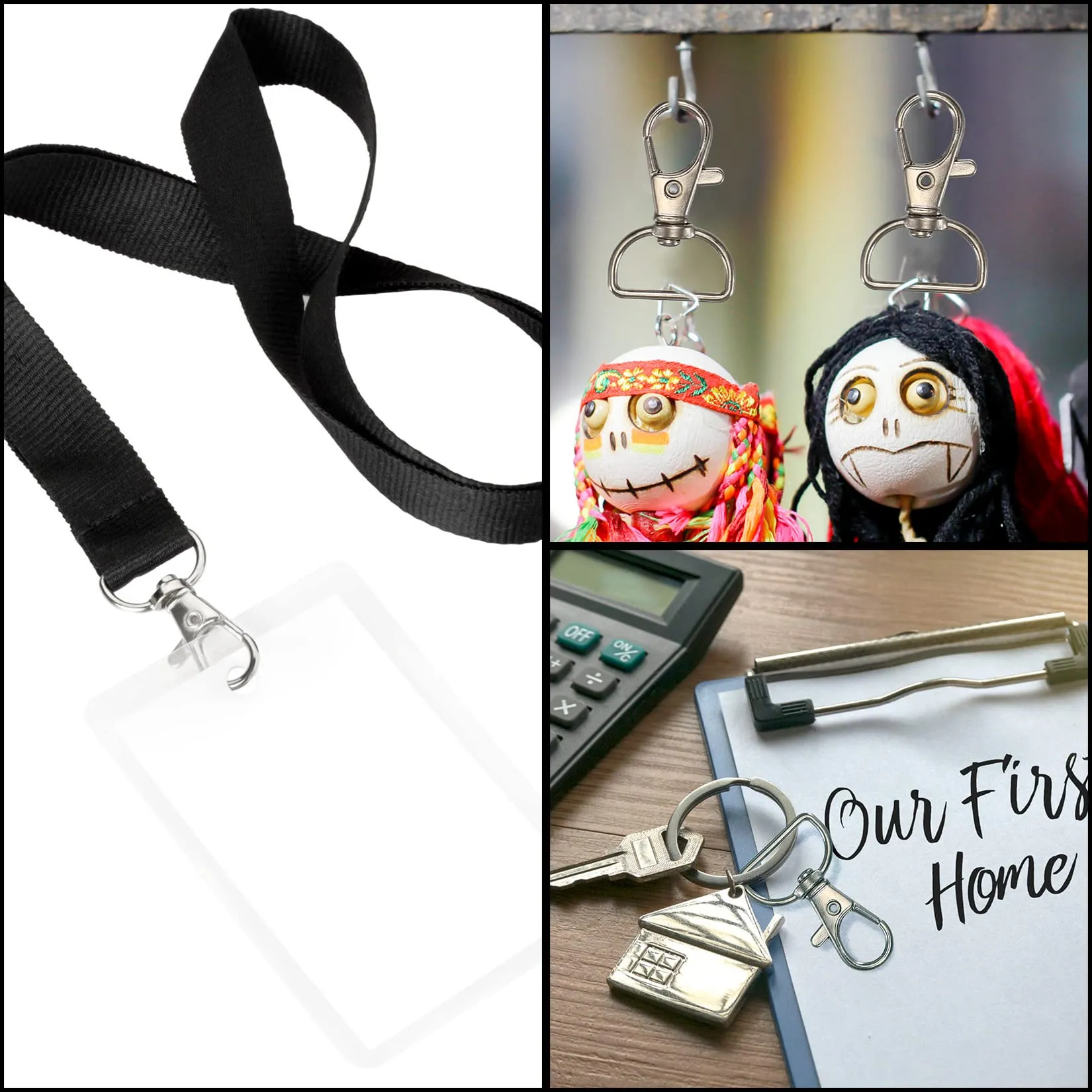 MMDBD Schlüsselanhänger Set, 50 Stück D-Ringe mit Karabinerhaken und Spaltringen, Drehverschluss für DIY Schmuckherstellung, Silber - immagine 7