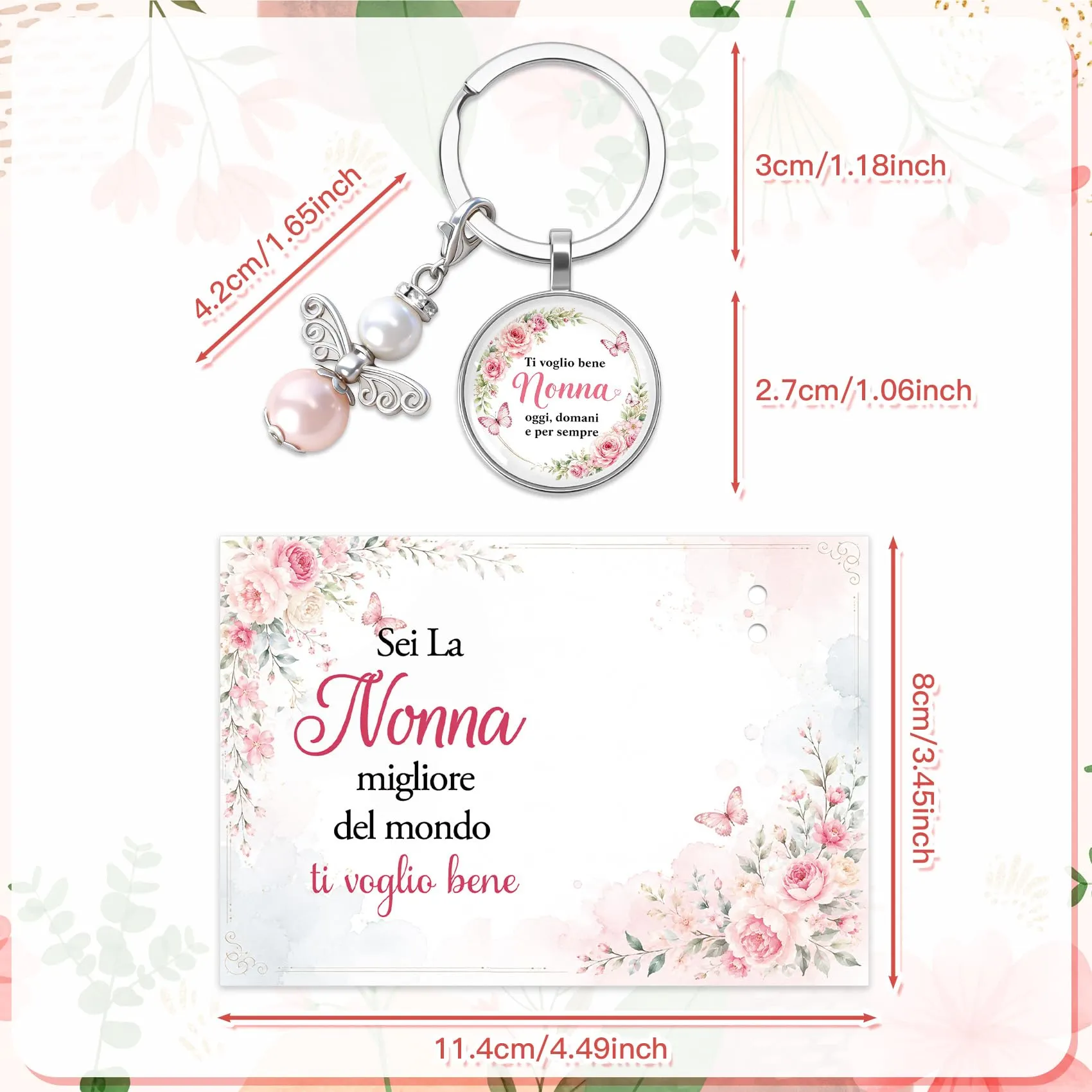 Generico Portachiavi per Nonna con Carta Decorativa - immagine 2