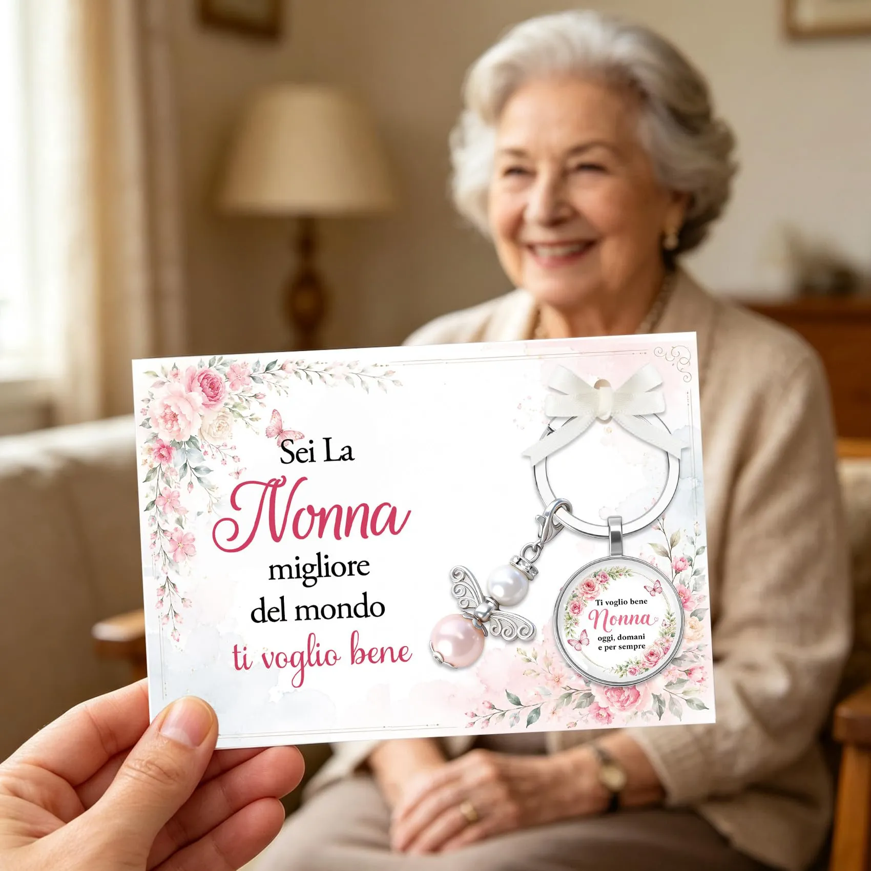 Generico Portachiavi per Nonna con Carta Decorativa - immagine 5