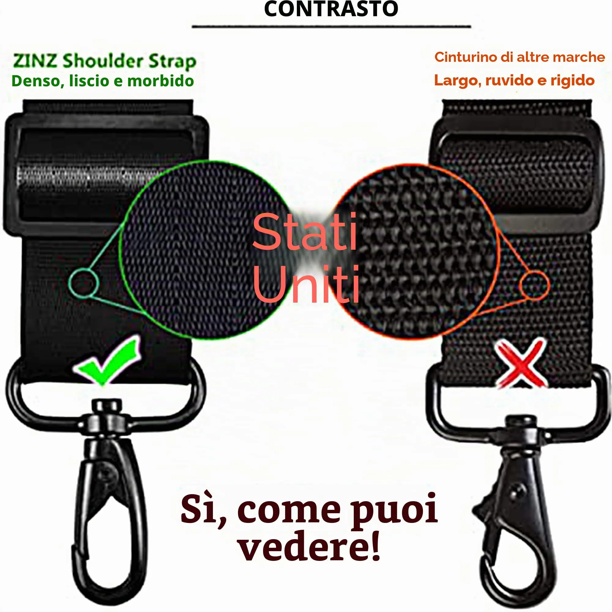 ZINZ Cinturino Regolabile con Imbottitura Fissa, 57", Bordo Del Vino - immagine 3