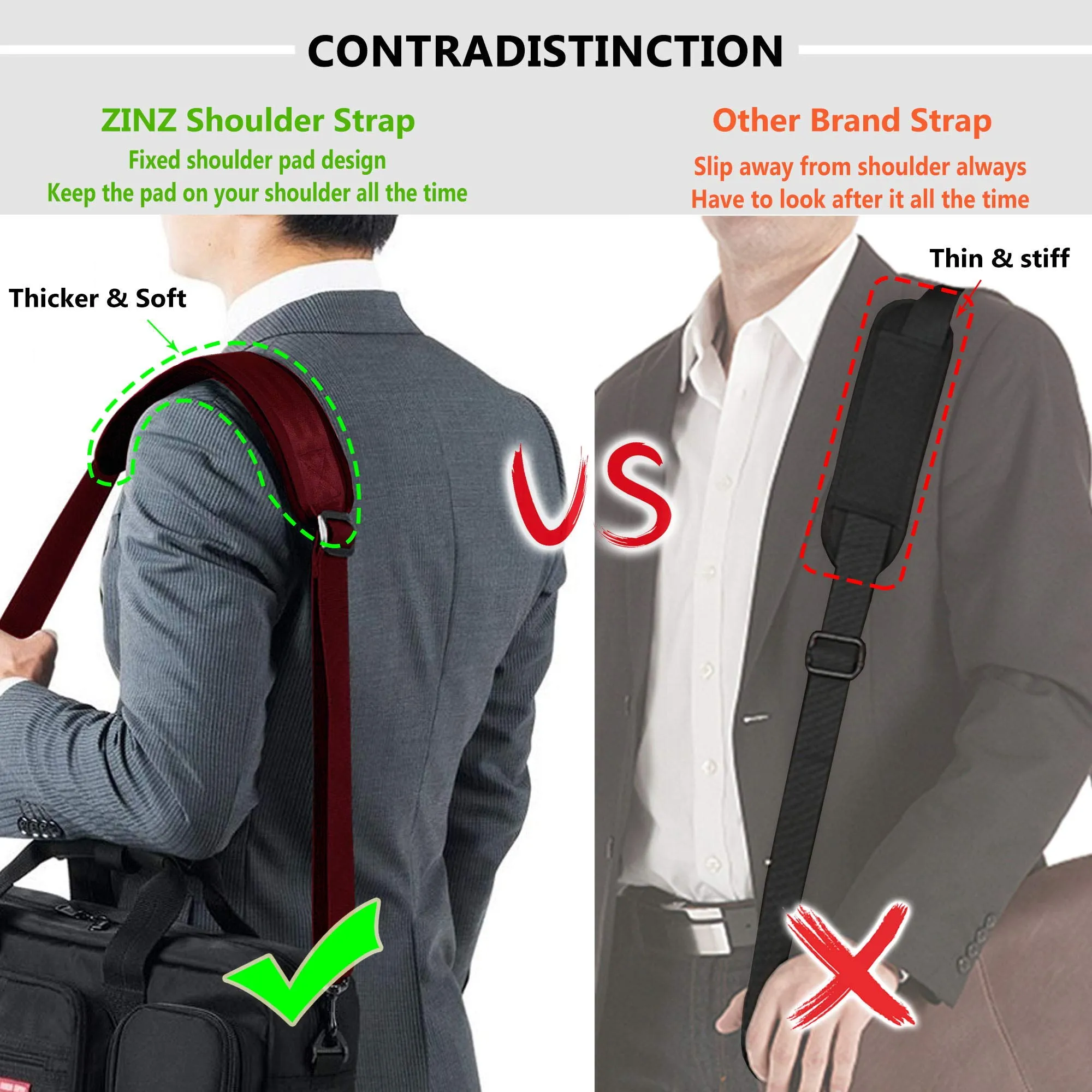 ZINZ Cinturino Regolabile con Imbottitura Fissa, Rosso, 57" - immagine 4
