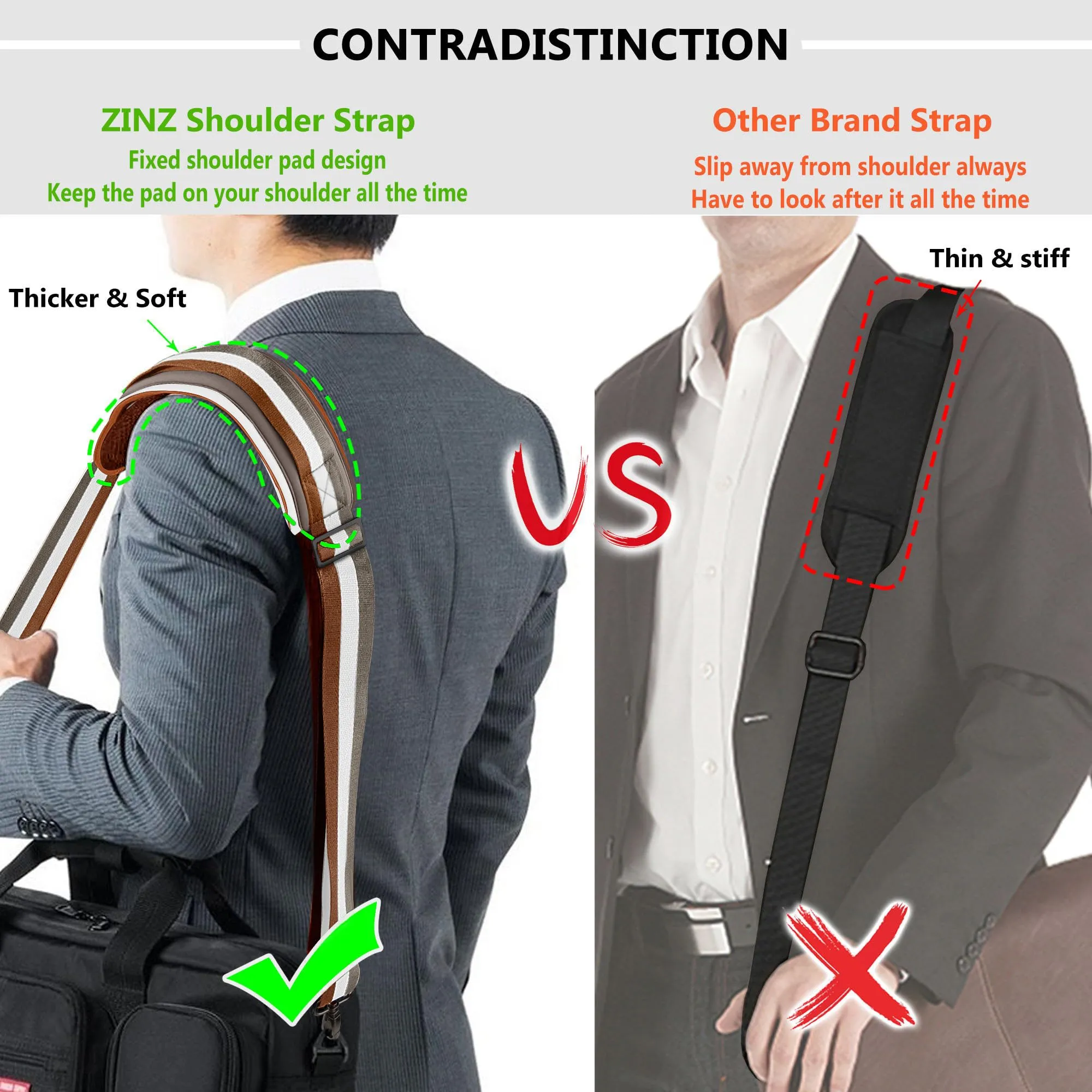 ZINZ Cinturino Regolabile con Imbottitura Fissa, Strisce, 57" - immagine 4