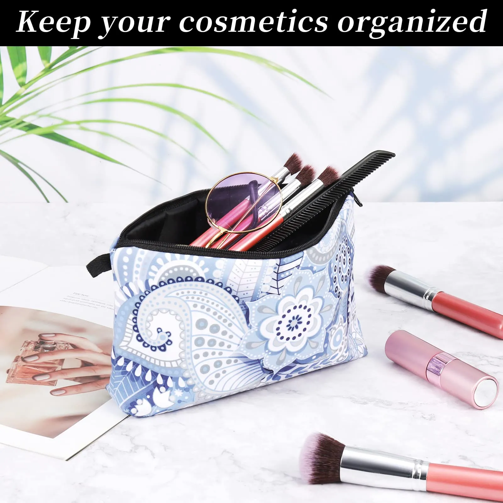 Czemo Borsa Cosmetica in Tela, Set da 4 Pezzi con Cerniera, Multifunzionale per Trucco e Viaggio - immagine 3