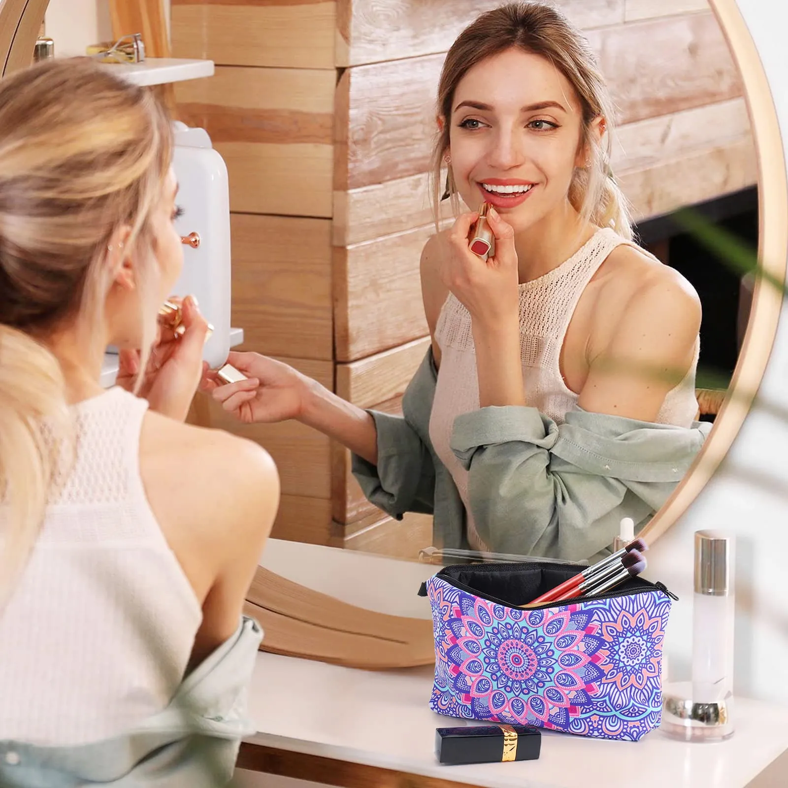 Czemo Borsa Cosmetica in Tela, Set da 4 Pezzi con Cerniera, Multifunzionale per Trucco e Viaggio - immagine 6