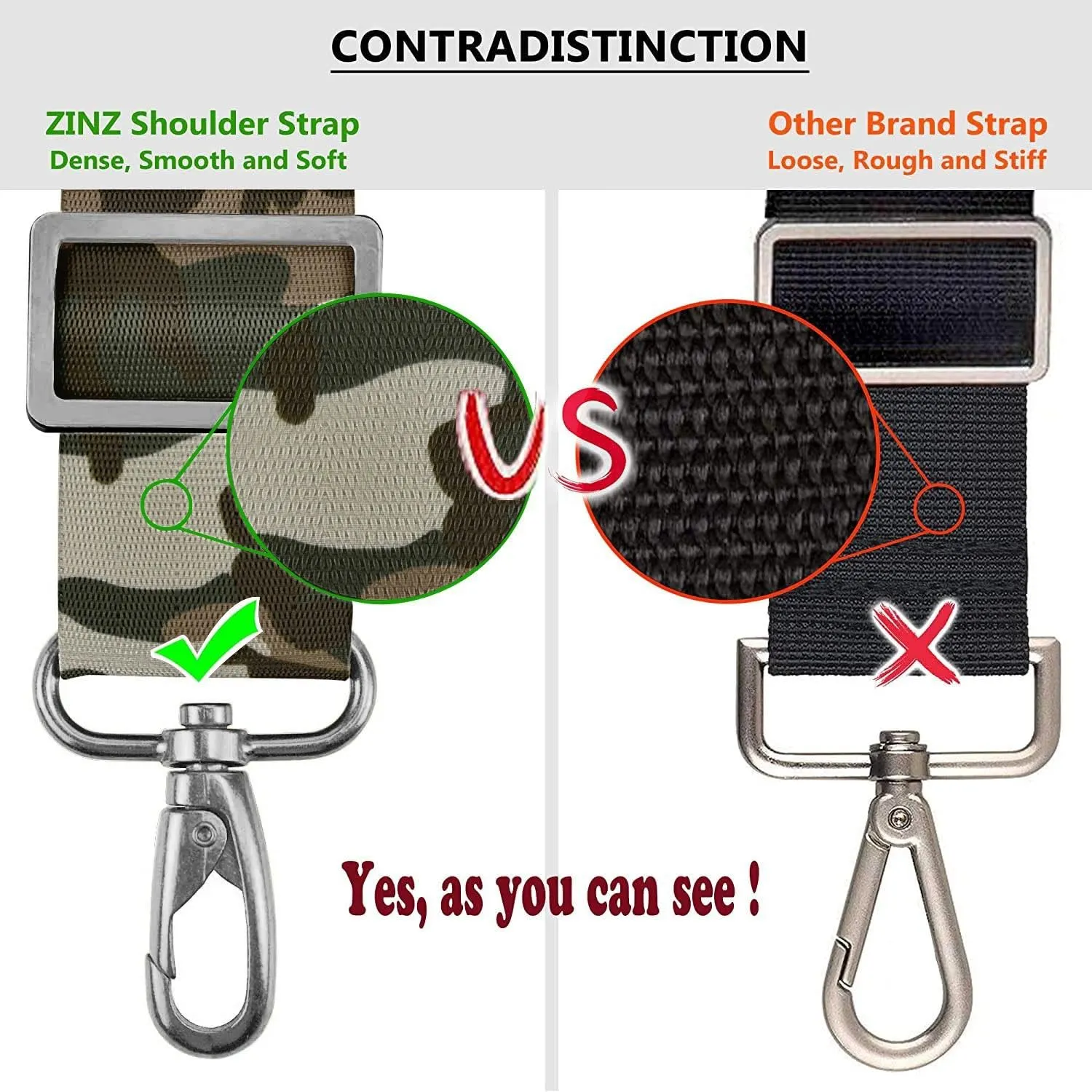 ZINZ Cinturino Regolabile con Imbottitura Fissa, 57", Verde Mimetico - immagine 3
