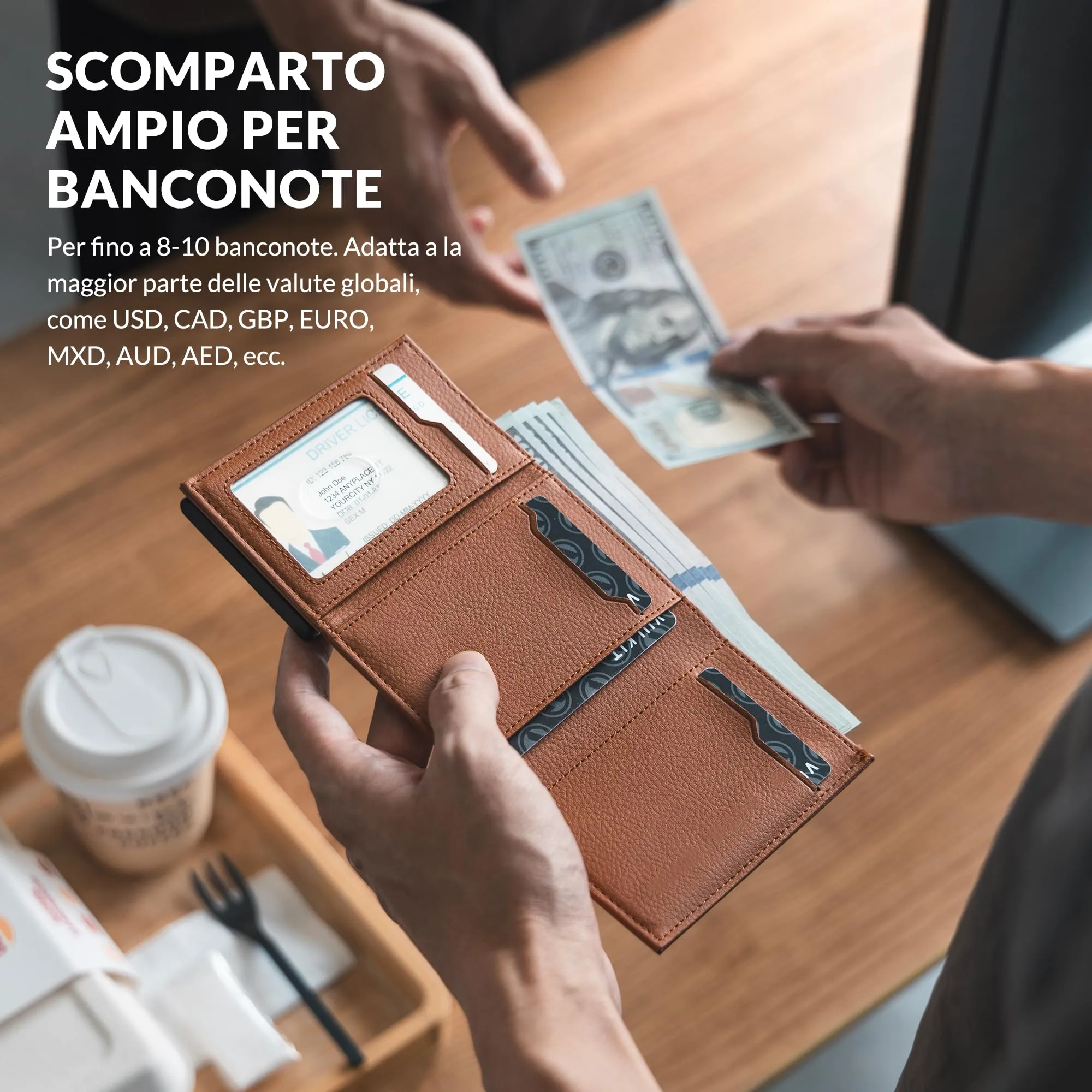 VULKIT Portafoglio Slim in Pelle con Protezione RFID e Porta Monete, VC302 - immagine 4