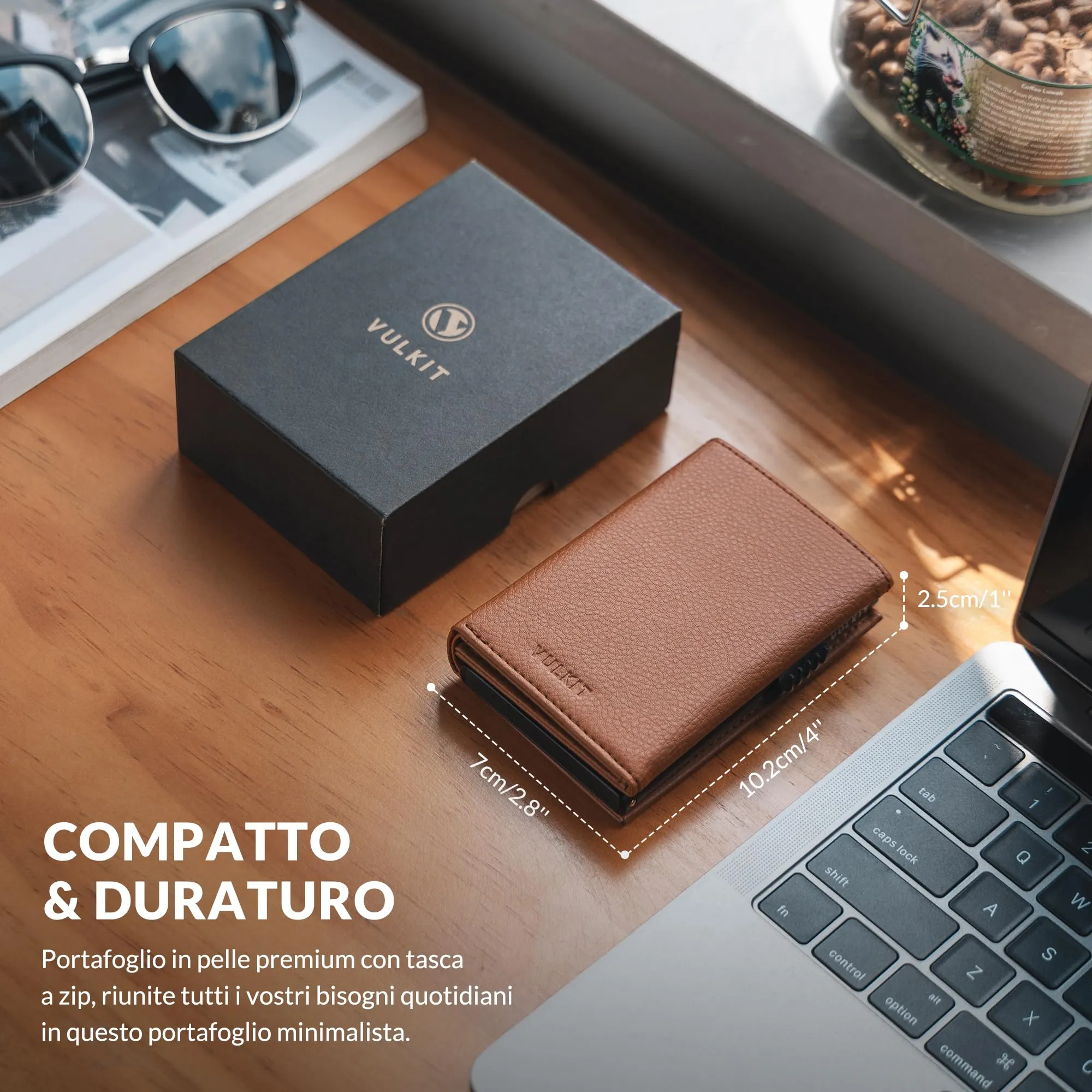 VULKIT Portafoglio Slim in Pelle con Protezione RFID e Porta Monete, VC302 - immagine 6